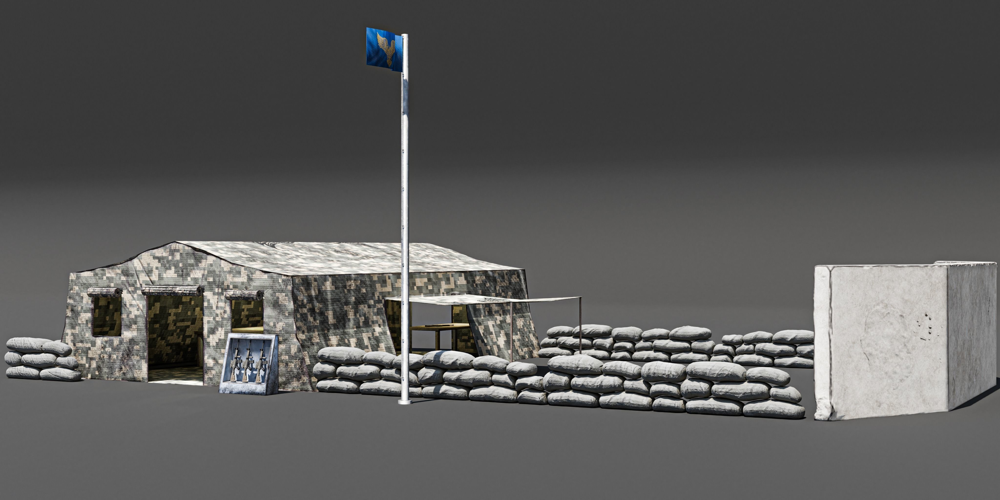 Army Tent Low-poly 3D model_1
