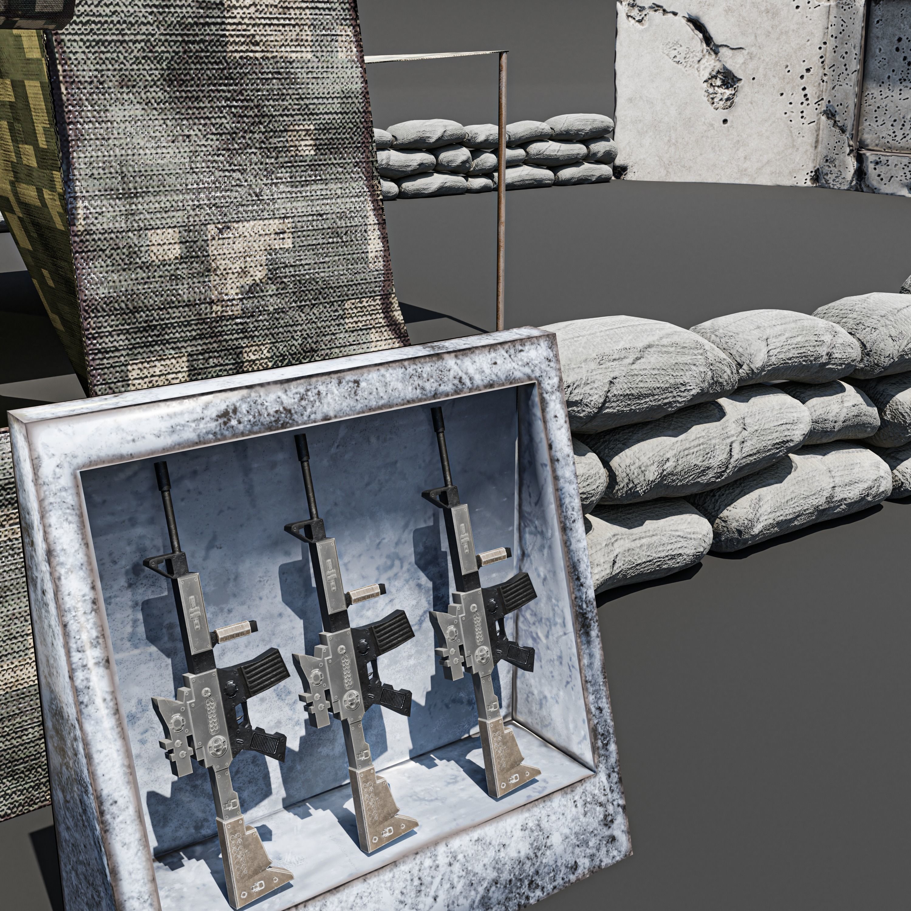 Army Tent Low-poly 3D model_4