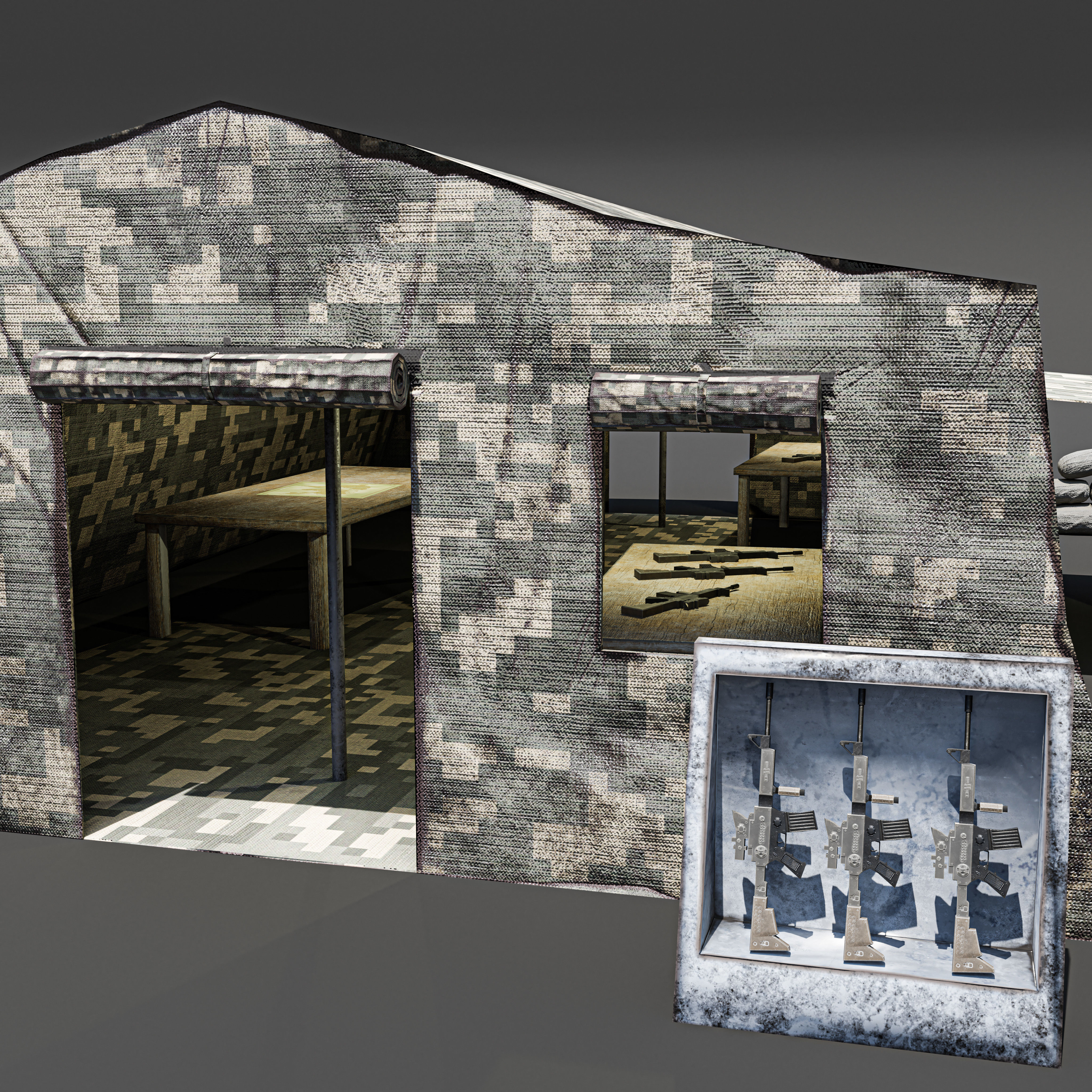 Army Tent Low-poly 3D model_6