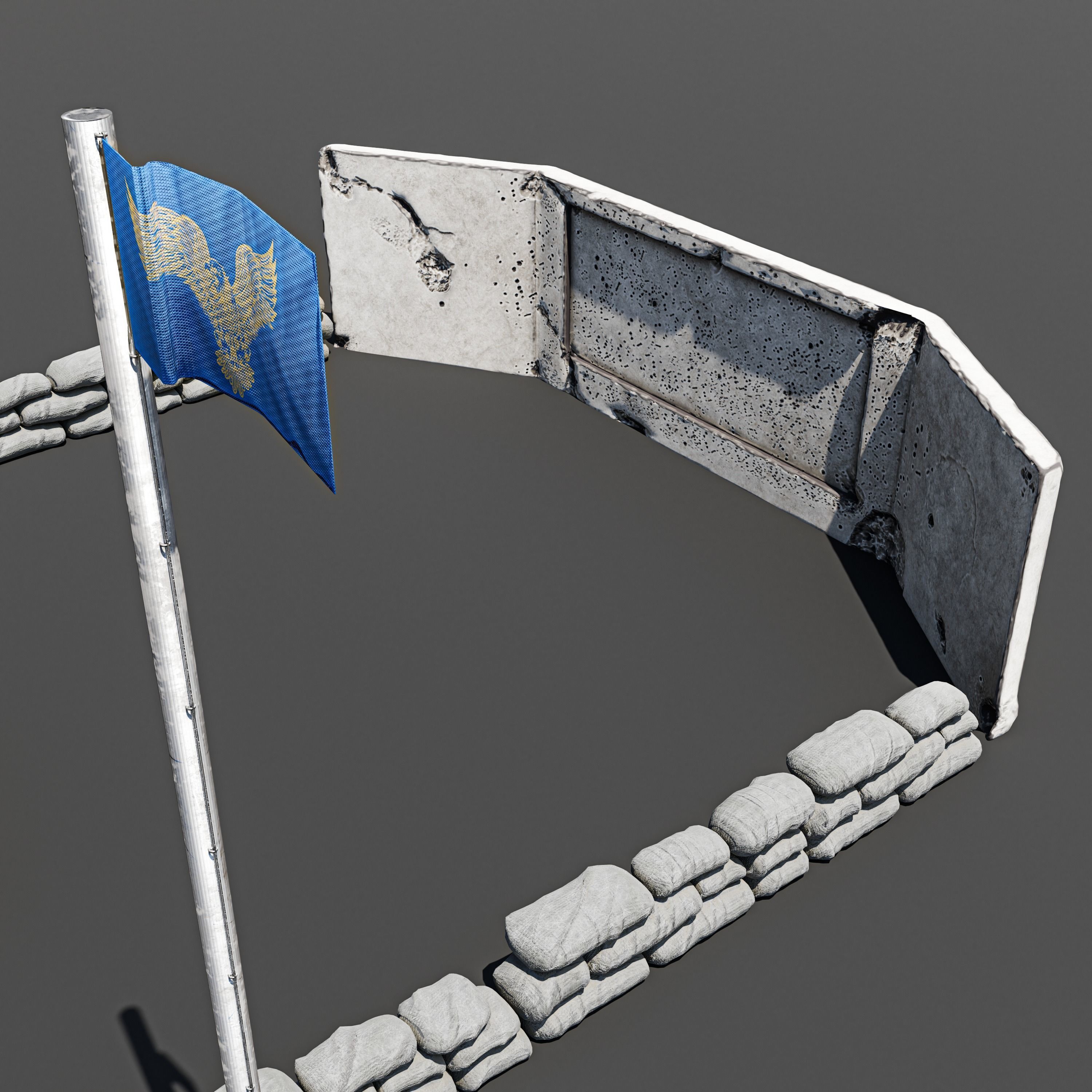 Army Tent Low-poly 3D model_8