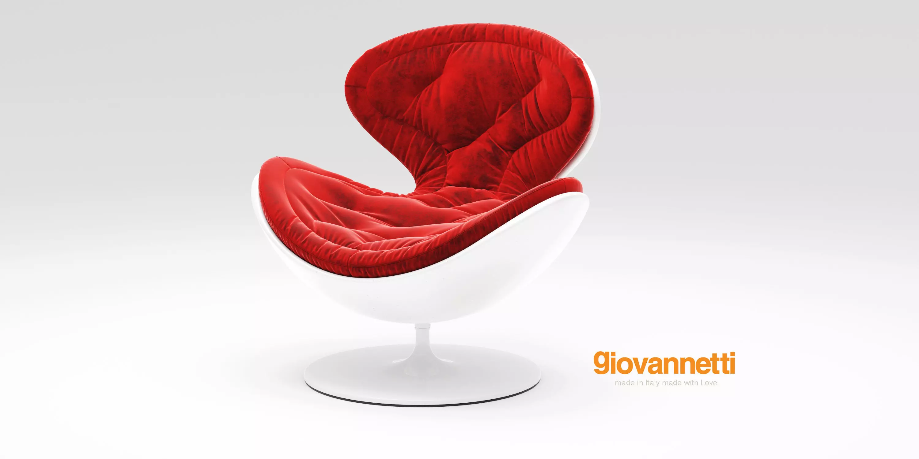 Giovannetti Jetsons Chair In Red Velvet And White Base 3D model_0