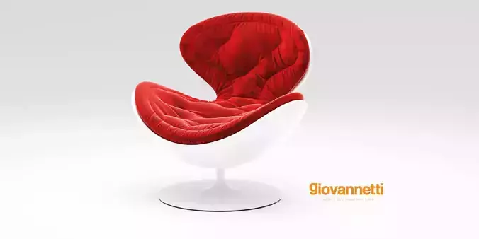 Giovannetti Jetsons Chair In Red Velvet And White Base 3D model