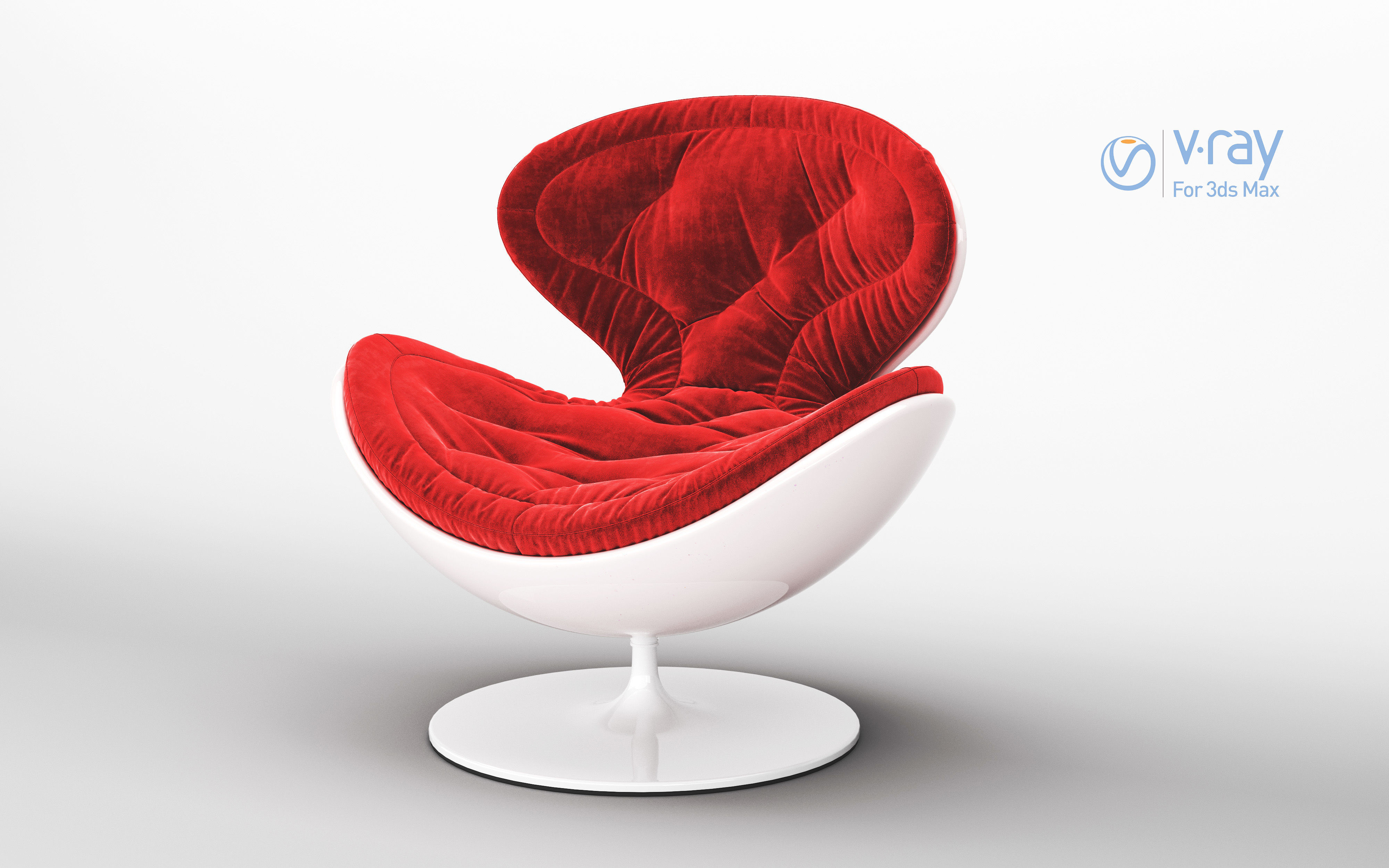 Giovannetti Jetsons Chair In Red Velvet And White Base 3D model_7