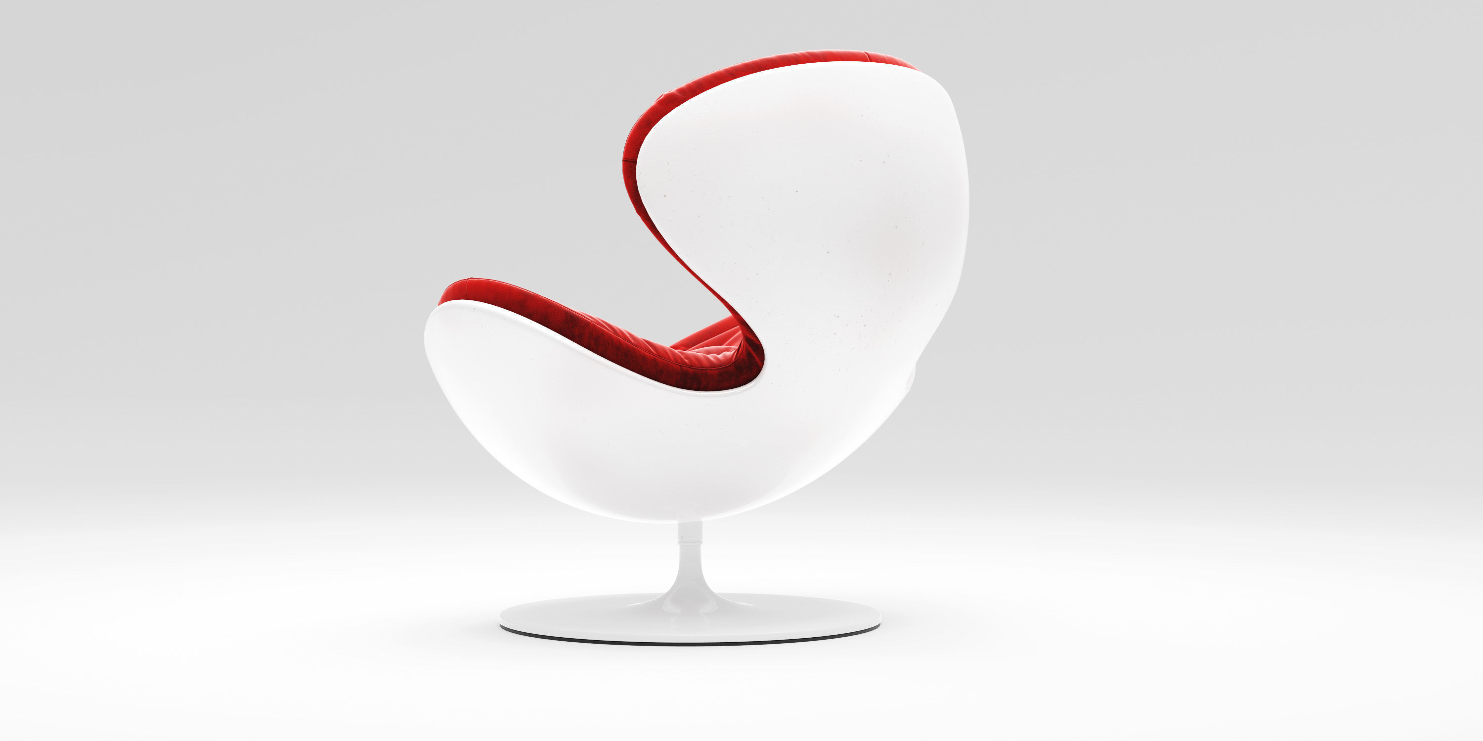 Giovannetti Jetsons Chair In Red Velvet And White Base 3D model_2