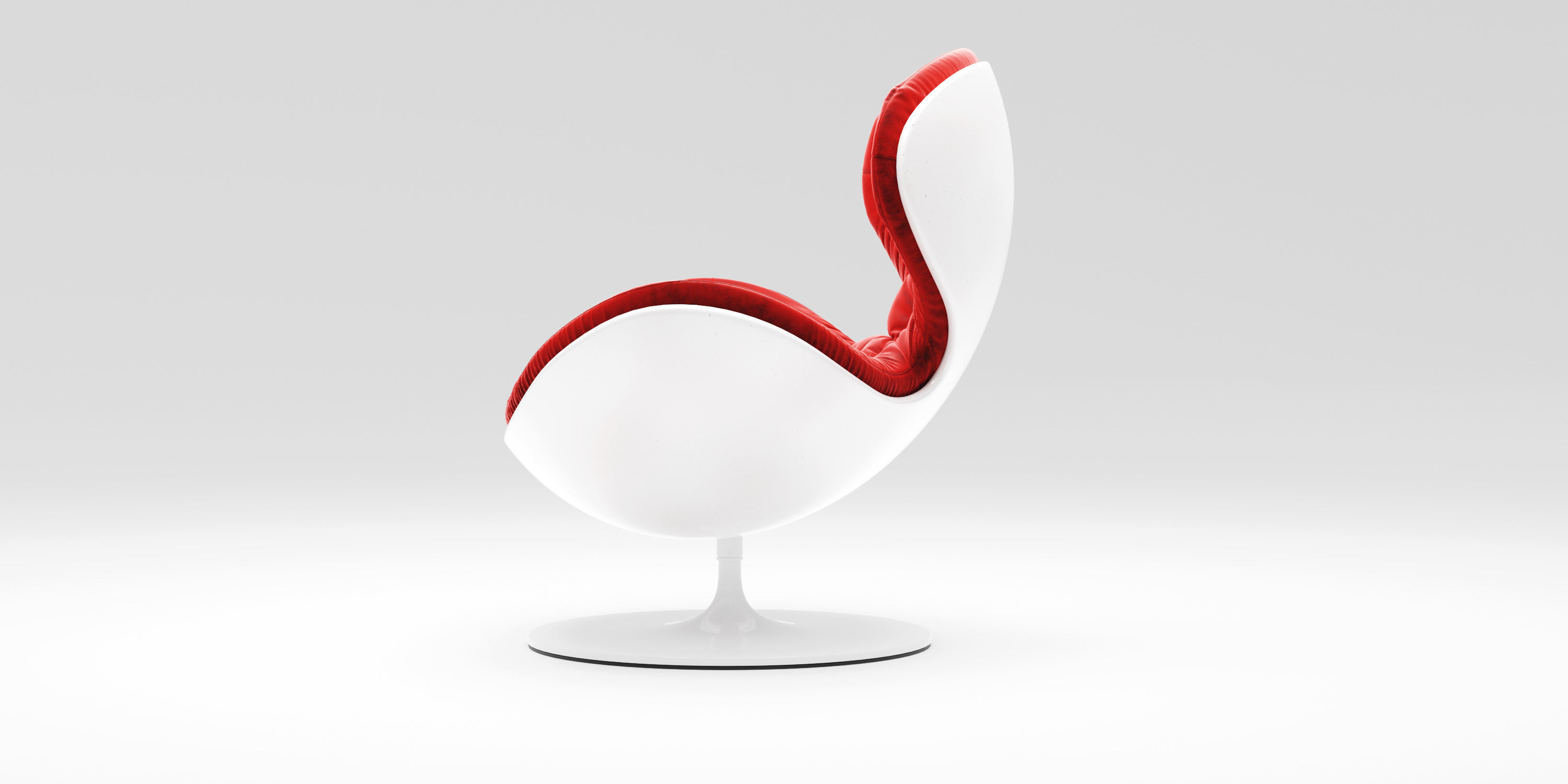 Giovannetti Jetsons Chair In Red Velvet And White Base 3D model_1