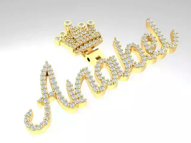 Anabel Pendant With Stones Crown Bail Gold