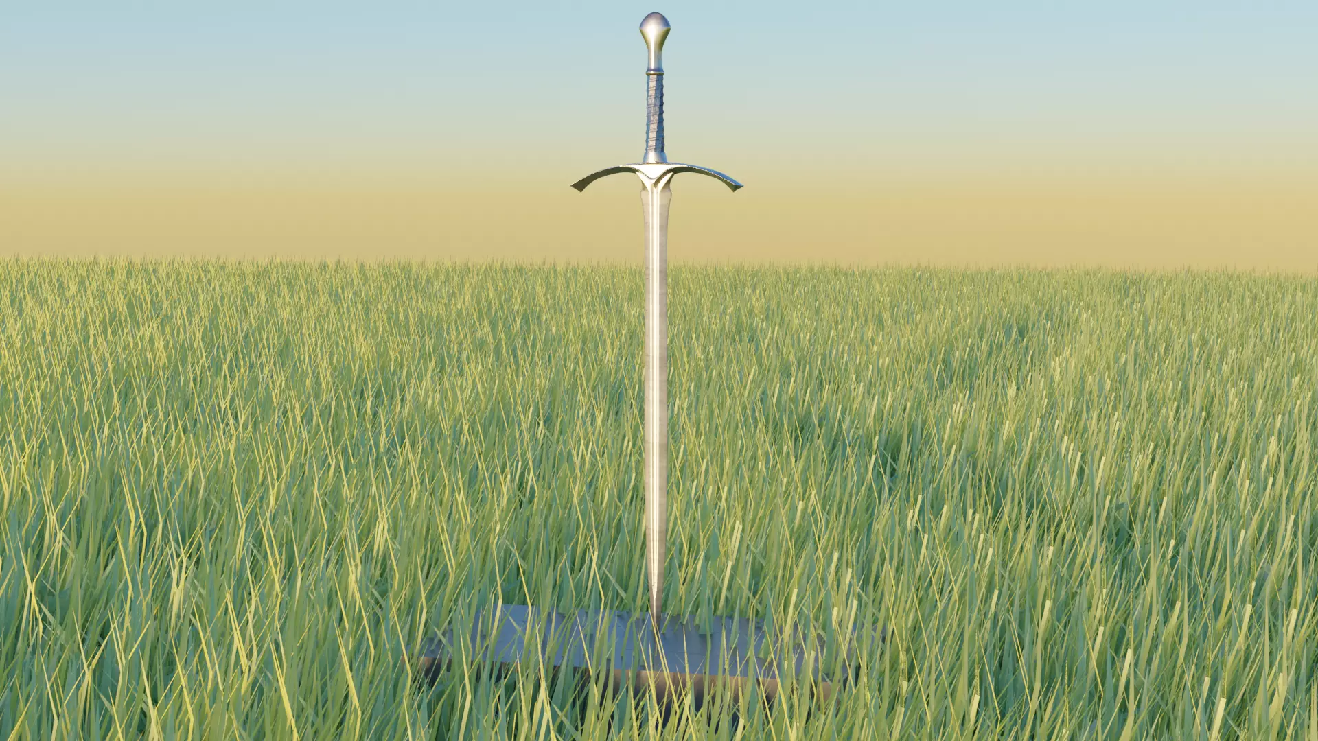 sword in middle of field 3D model_0