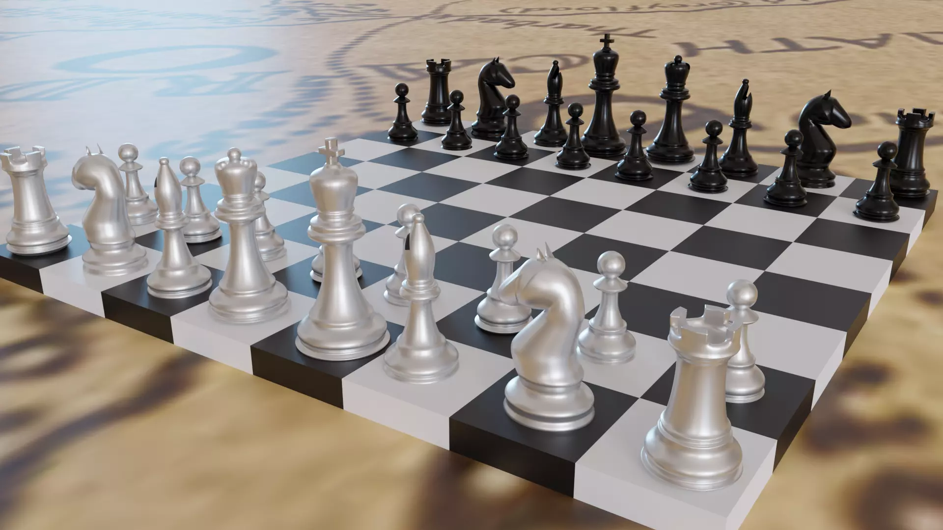 chess pieces on map 3D model_0