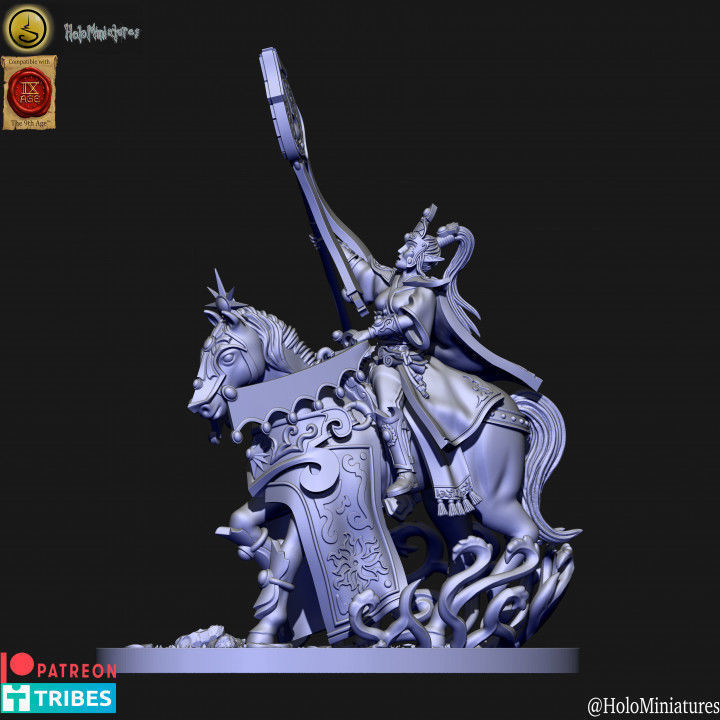 Highborn elf mage on horse 3D print model_3