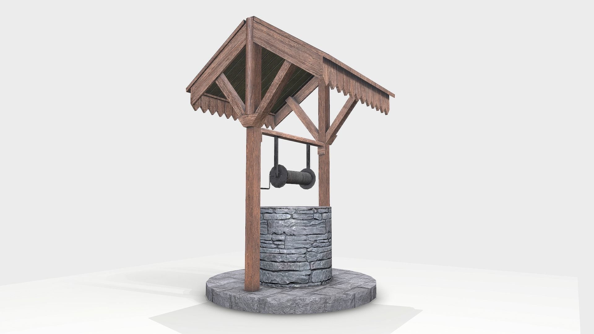 Stone Well Low-poly 3D model_4