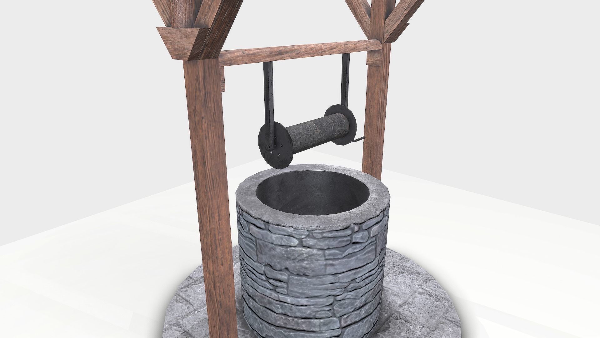 Stone Well Low-poly 3D model_2