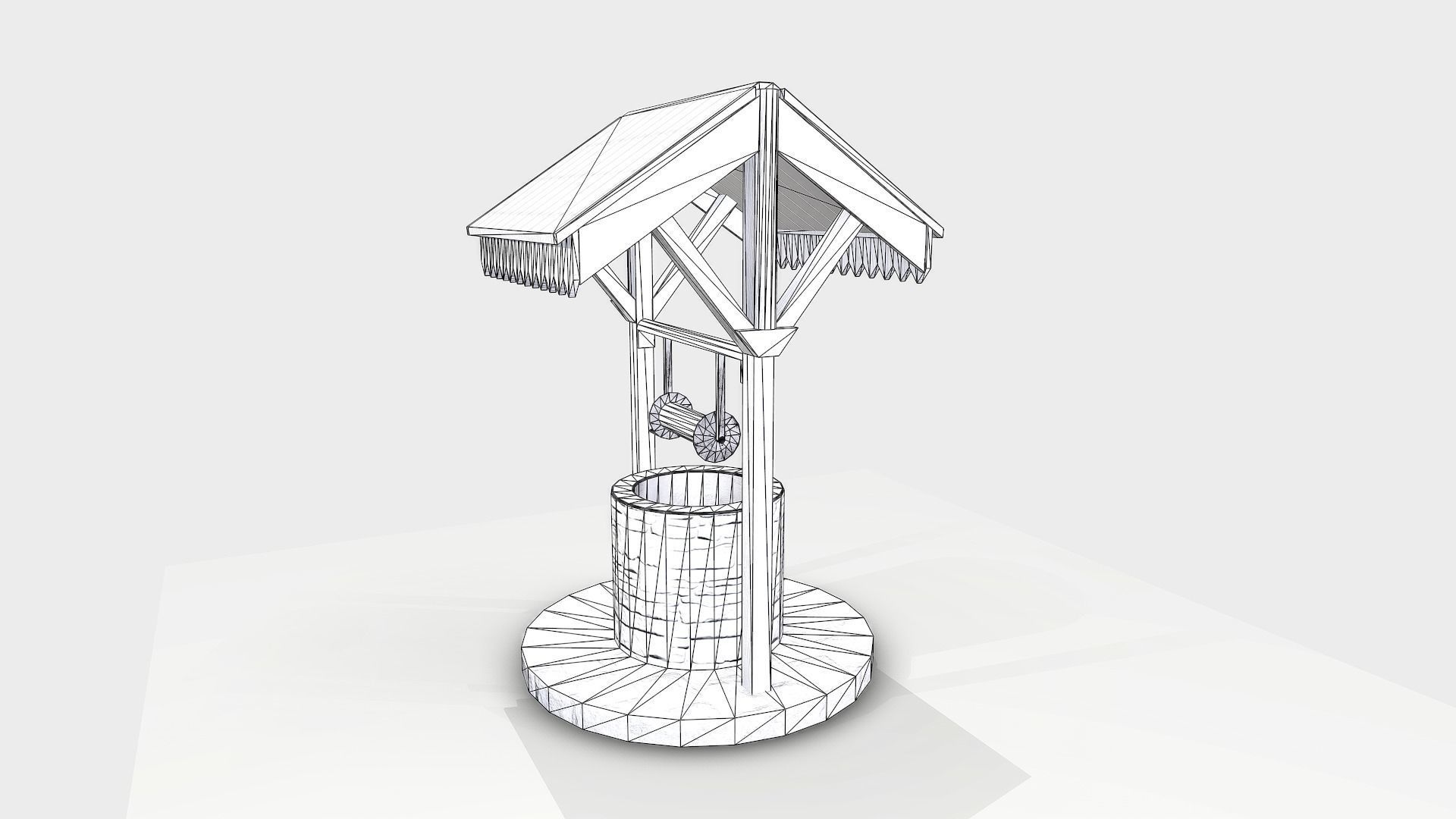 Stone Well Low-poly 3D model_7