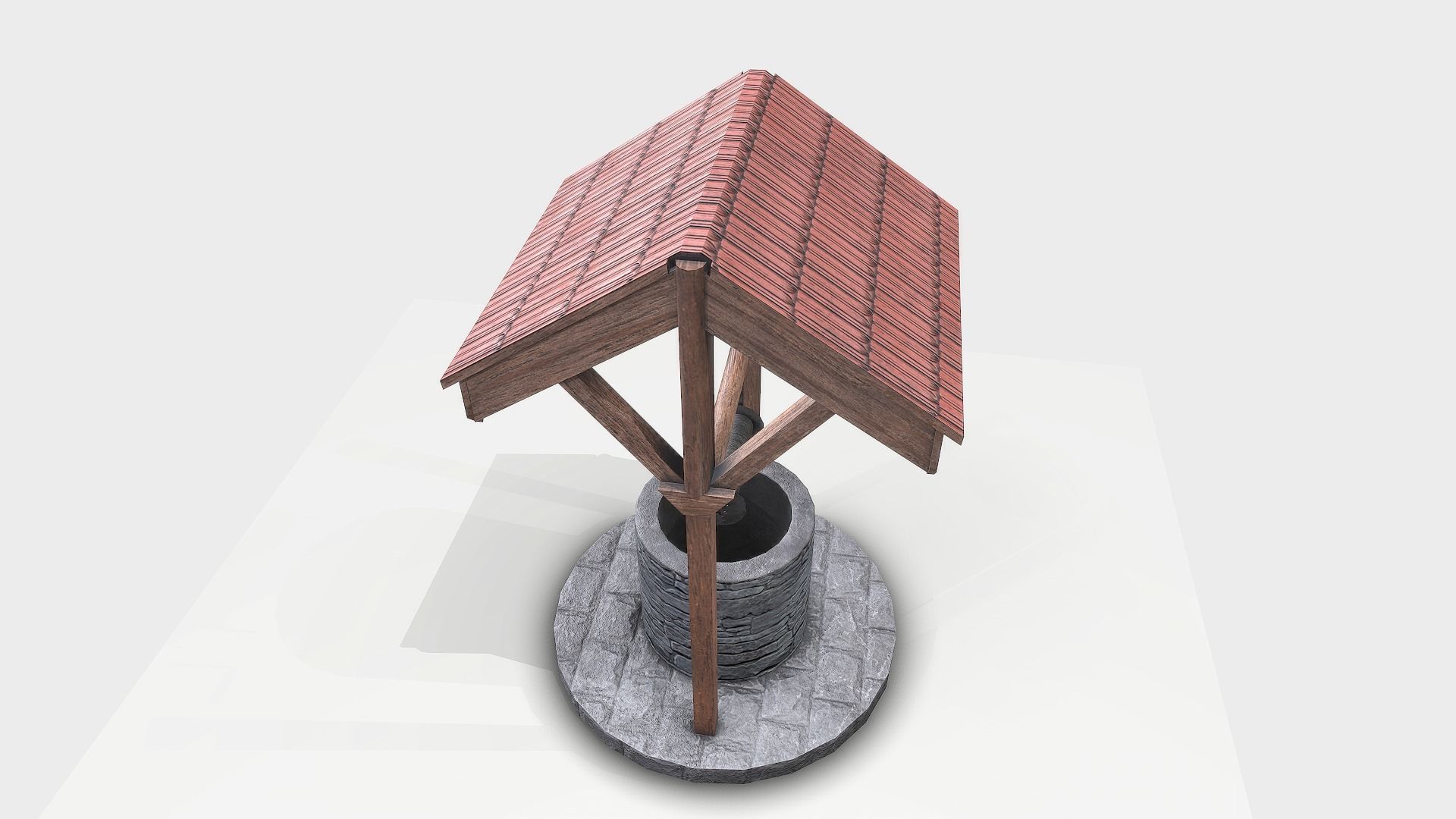 Stone Well Low-poly 3D model_5