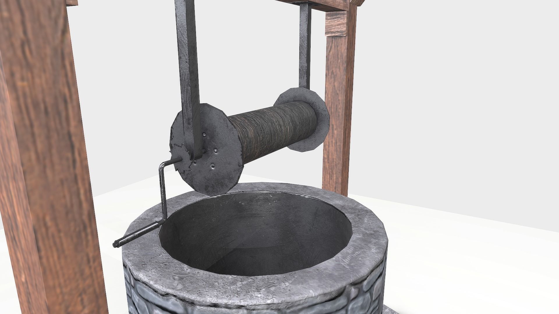 Stone Well Low-poly 3D model_3