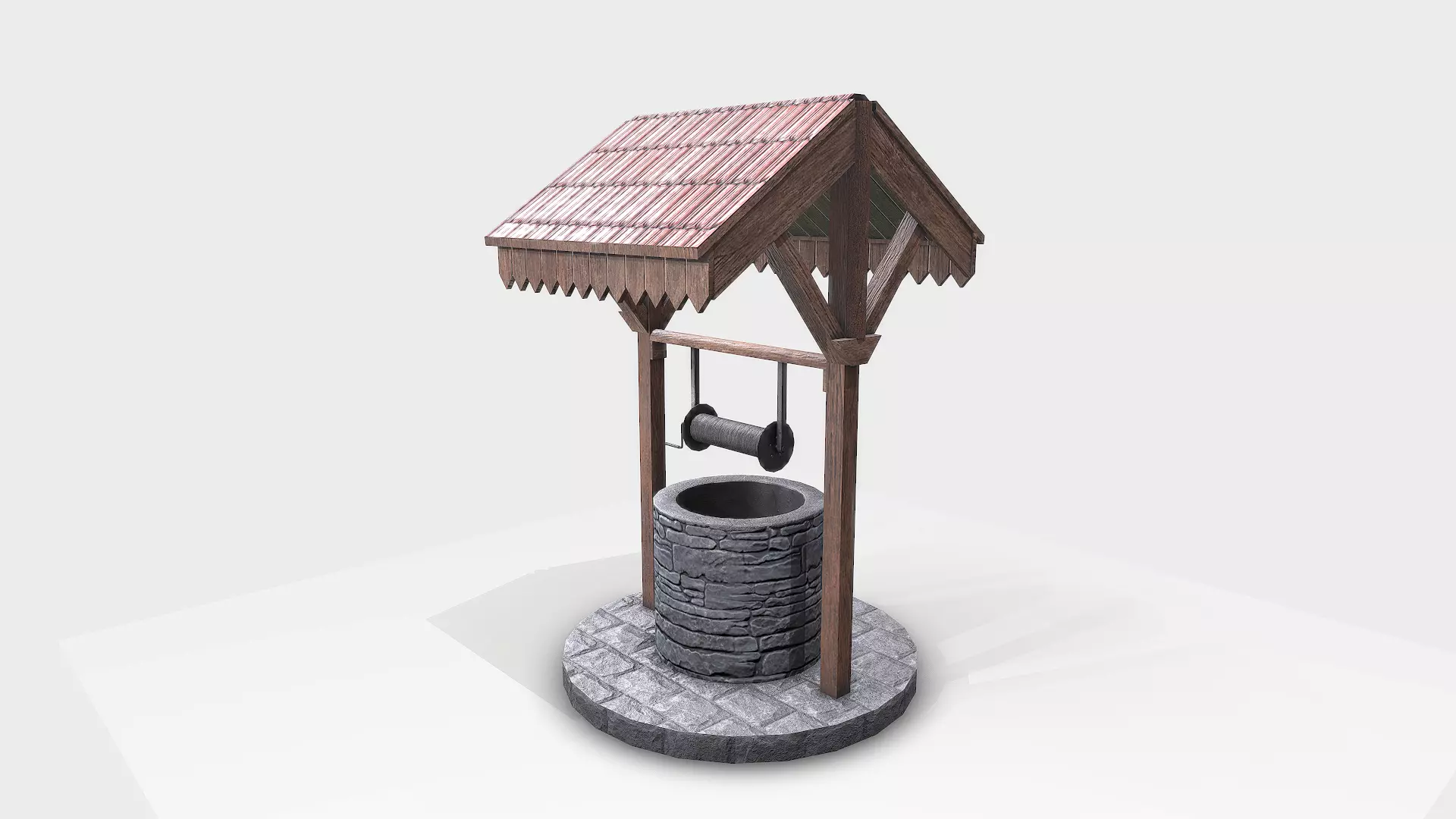 Stone Well Low-poly 3D model_0
