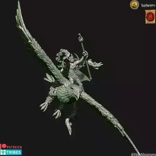 Wood Elf mage on eagle king 3D print model