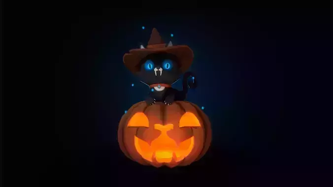 The Halloween cat Free low-poly 3D model