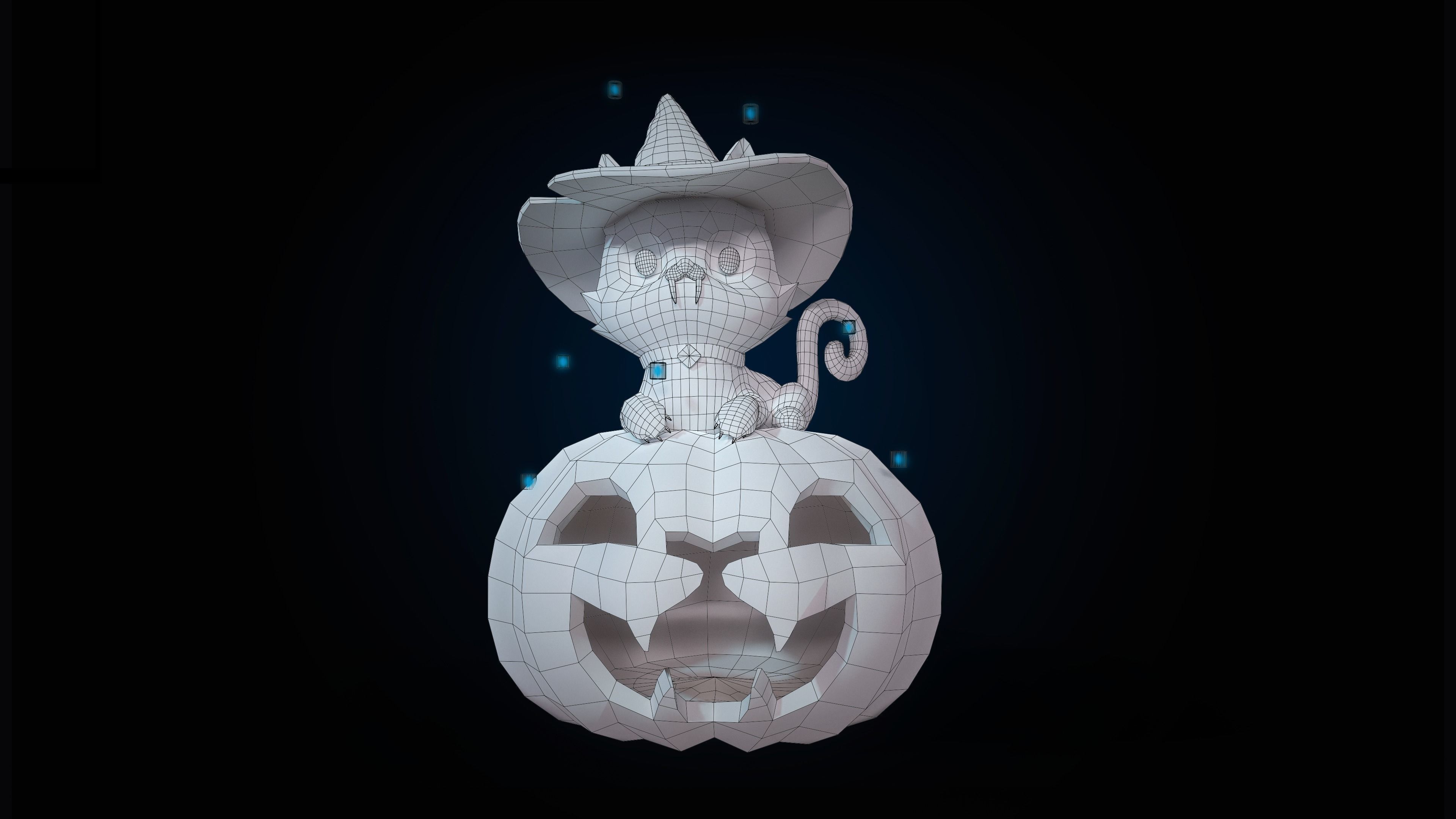 The Halloween cat Free low-poly 3D model_4