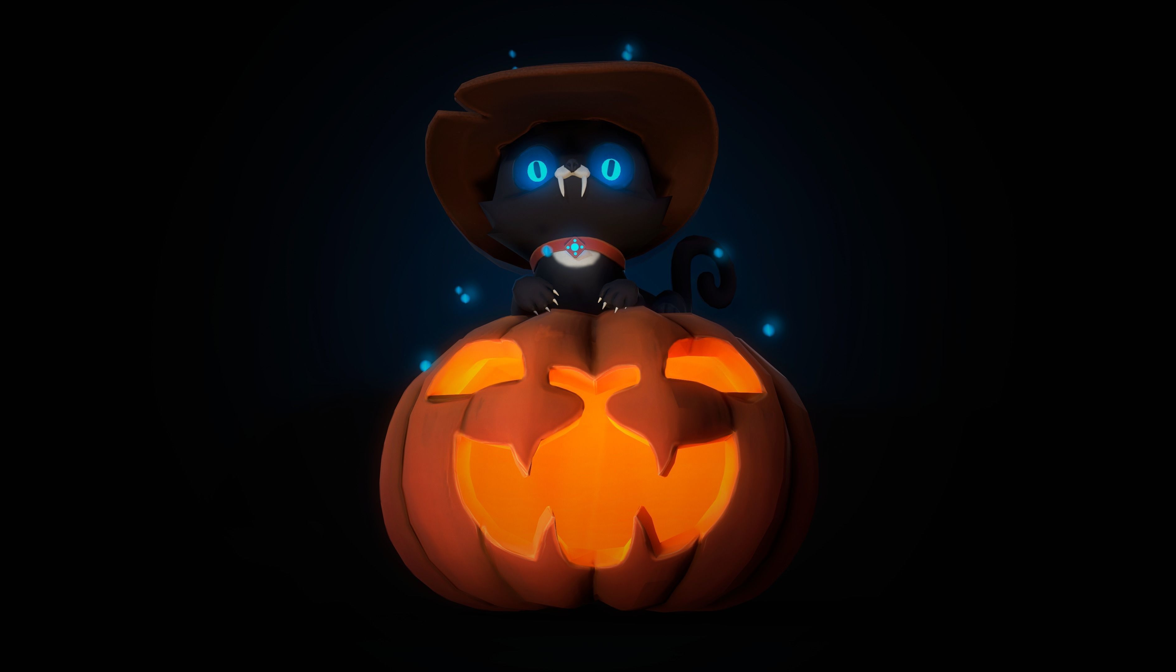 The Halloween cat Free low-poly 3D model_3