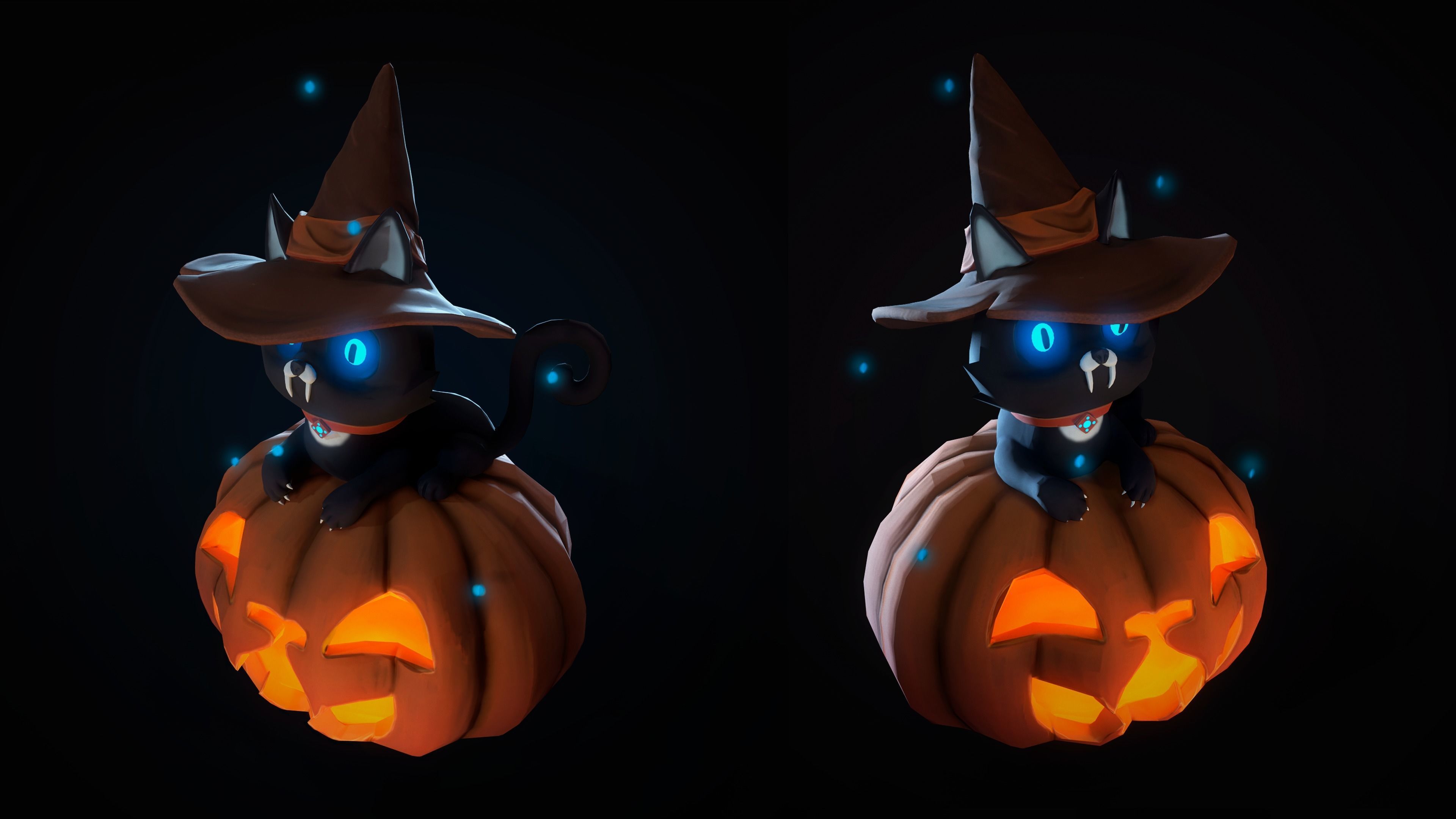The Halloween cat Free low-poly 3D model_2