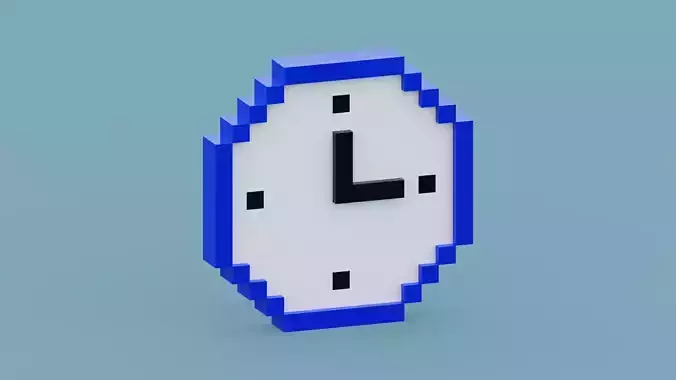 Voxel Blue Clock