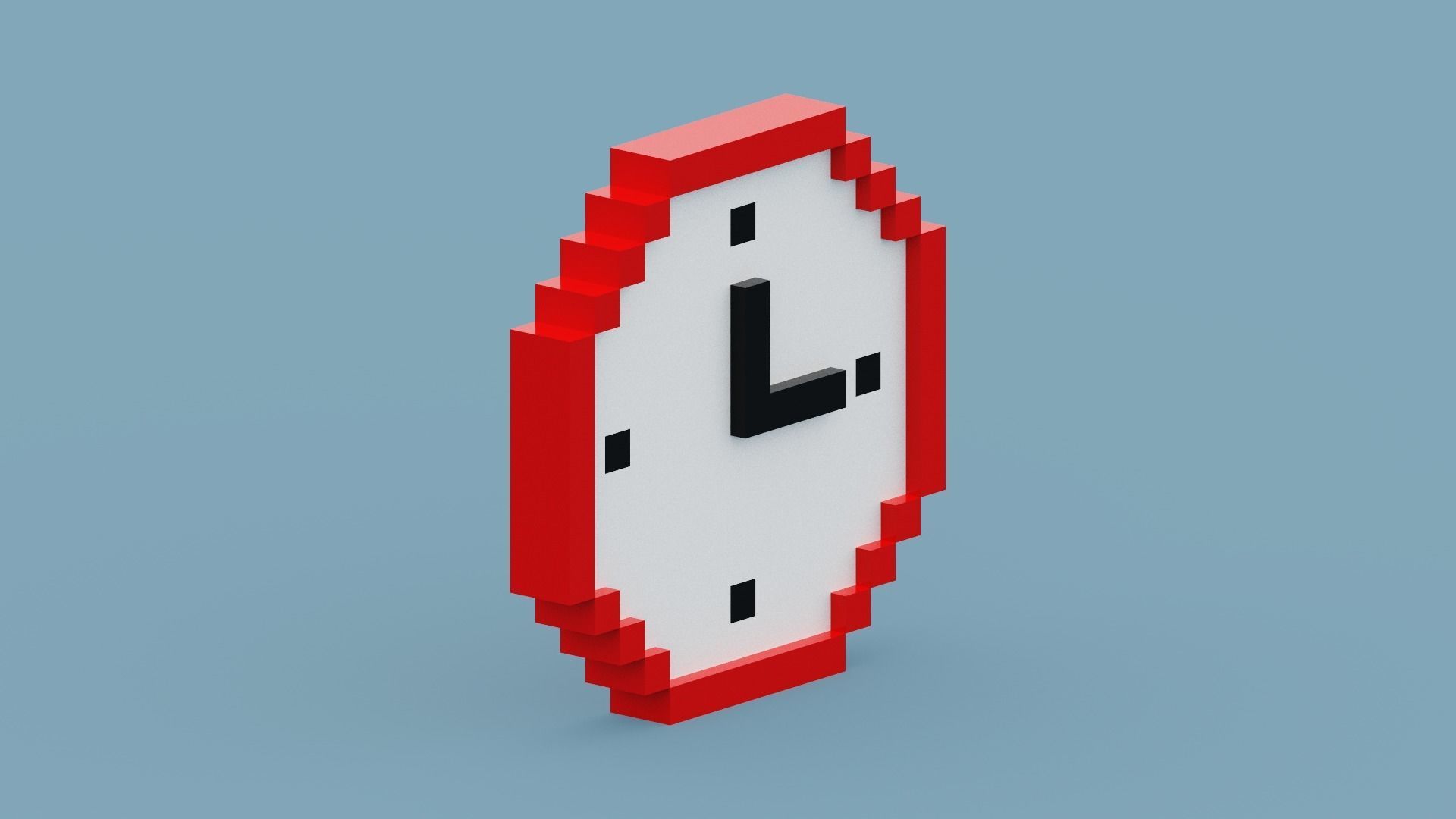 Voxel Red Clock Low-poly 3D model_11