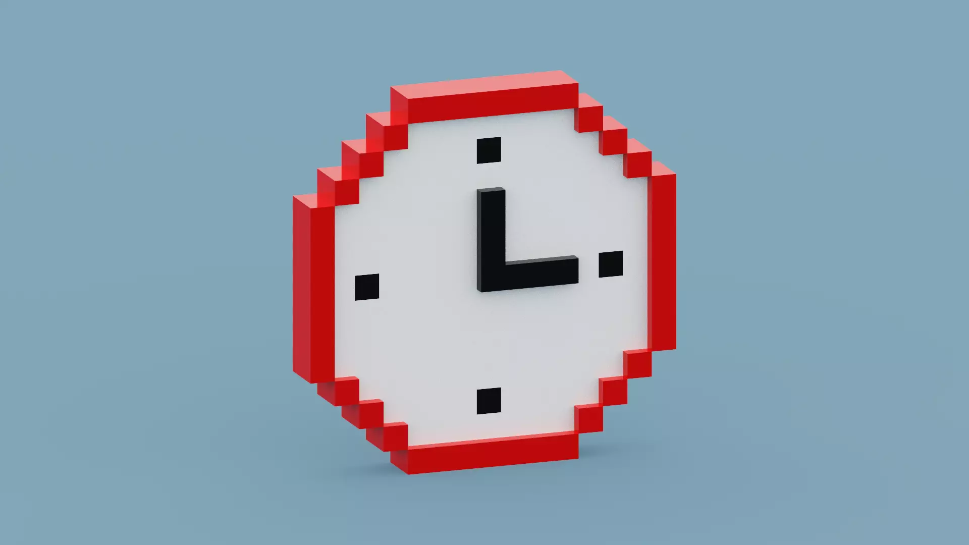 Voxel Red Clock Low-poly 3D model_0