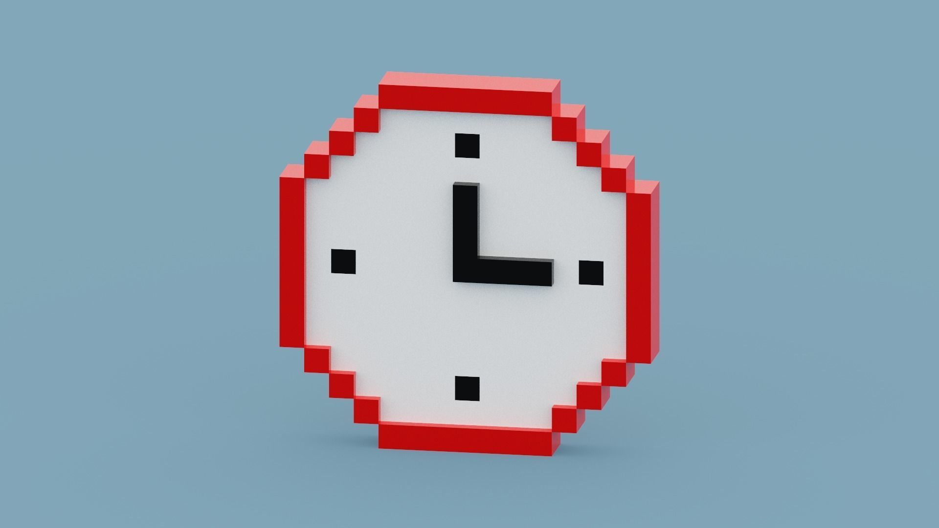 Voxel Red Clock Low-poly 3D model_5