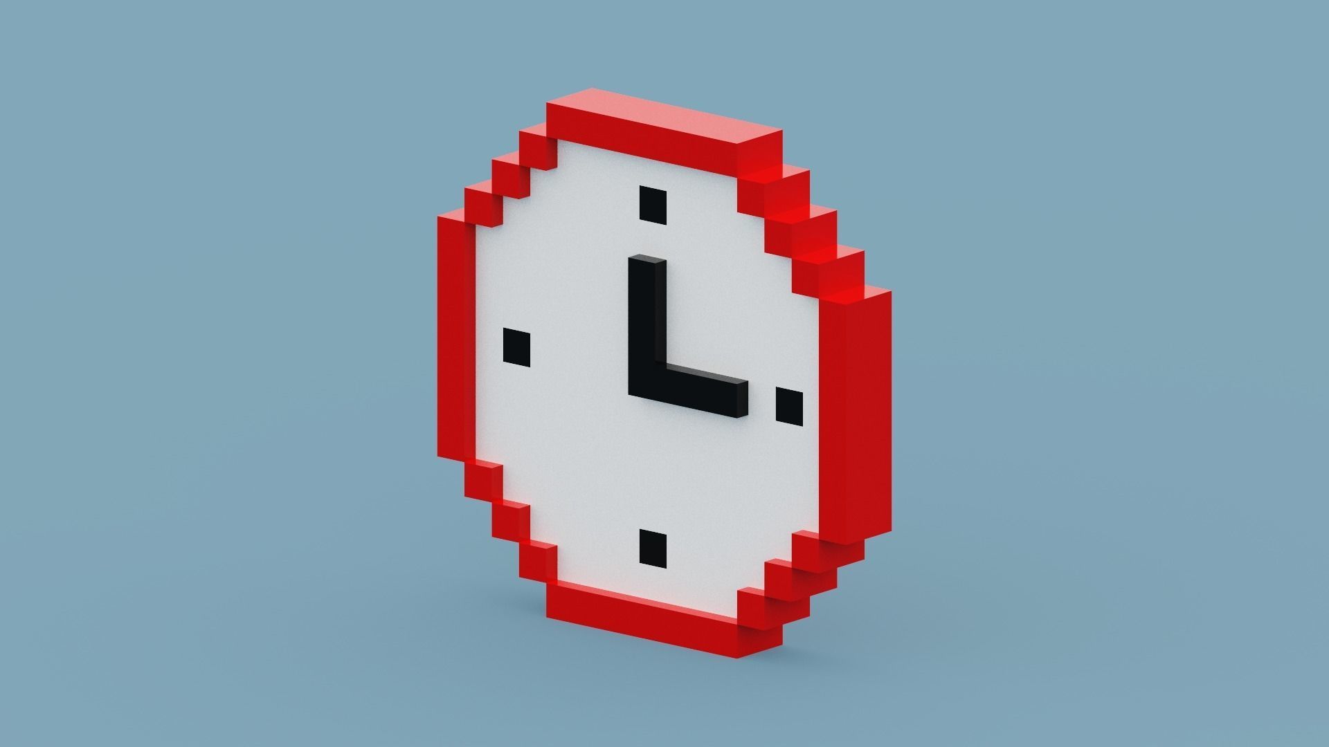 Voxel Red Clock Low-poly 3D model_1
