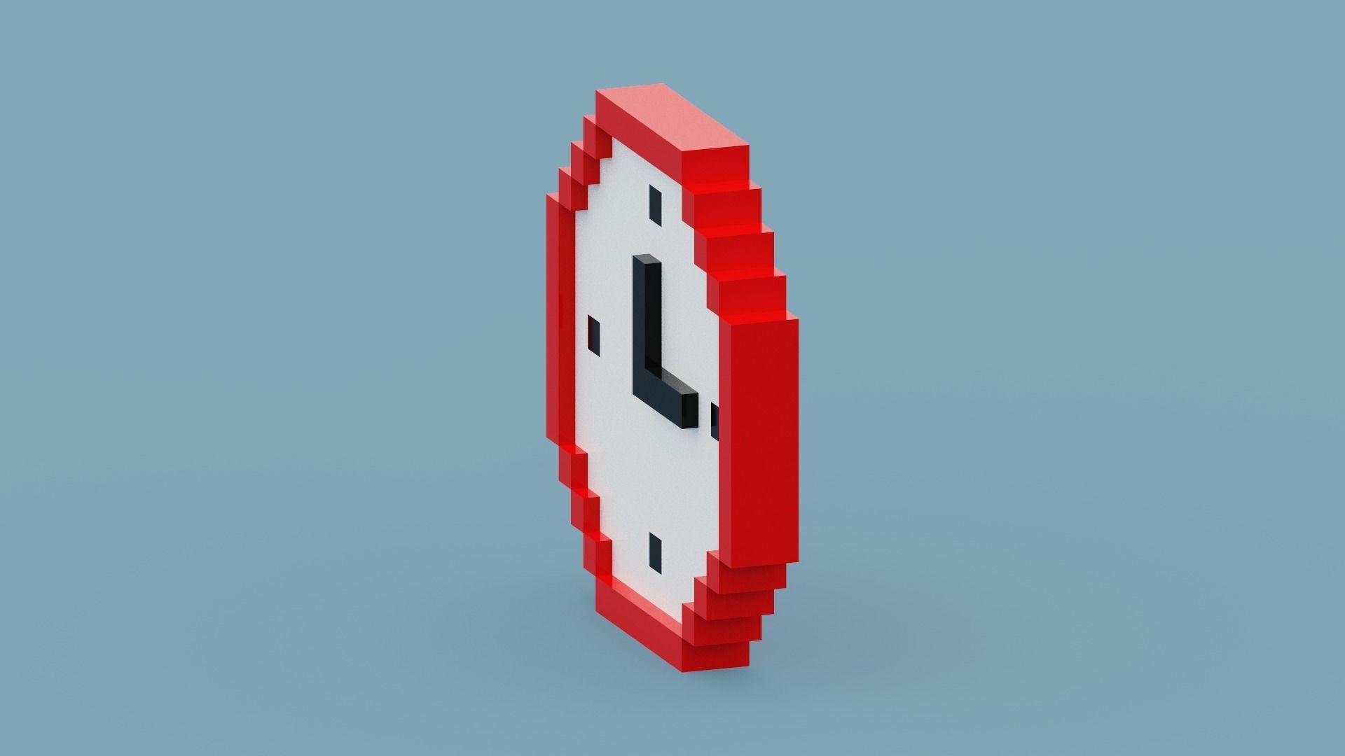 Voxel Red Clock Low-poly 3D model_2