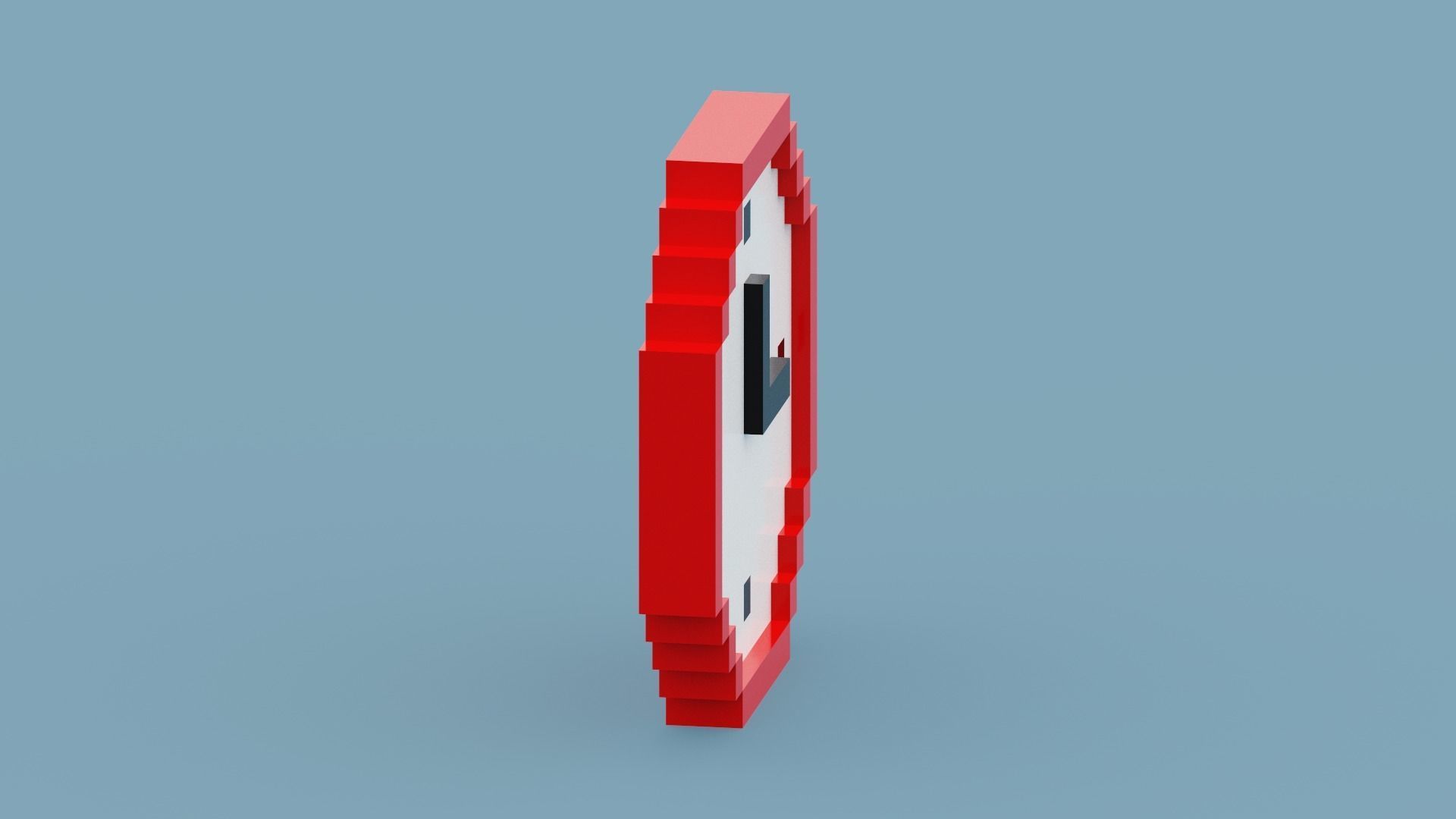 Voxel Red Clock Low-poly 3D model_10
