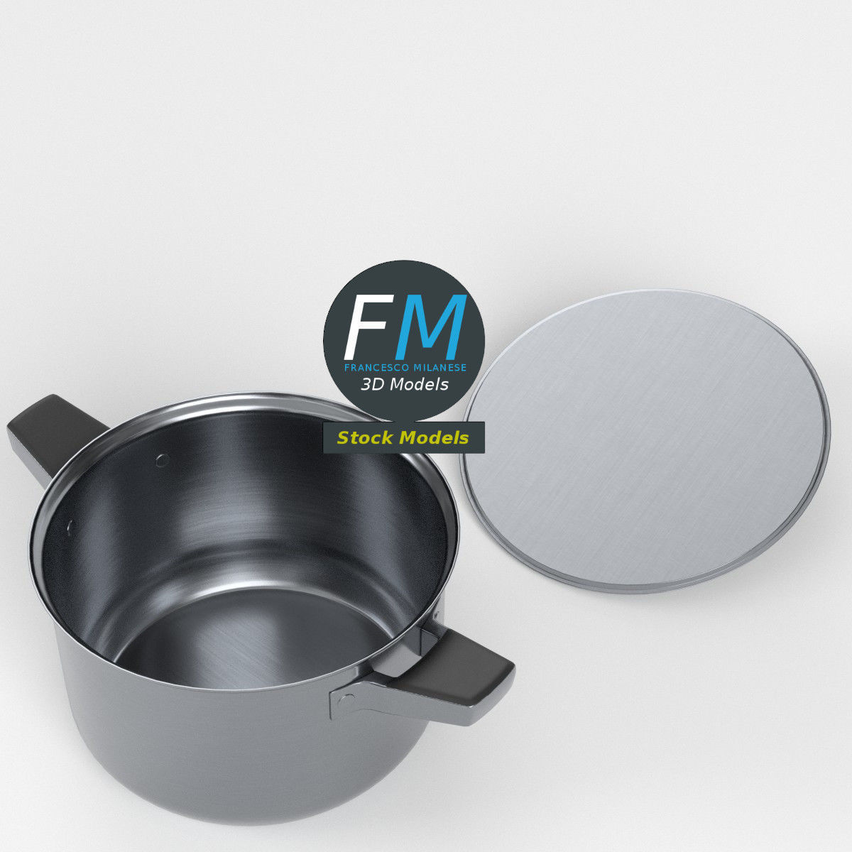 Stock pot 3D model_2