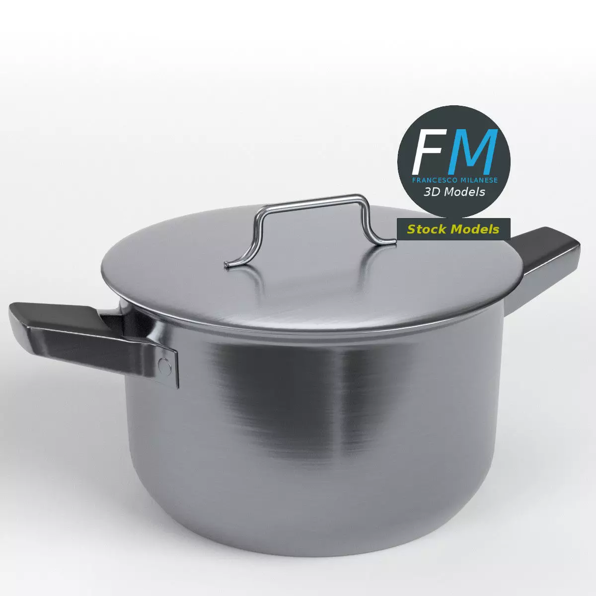 Stock pot 3D model_0
