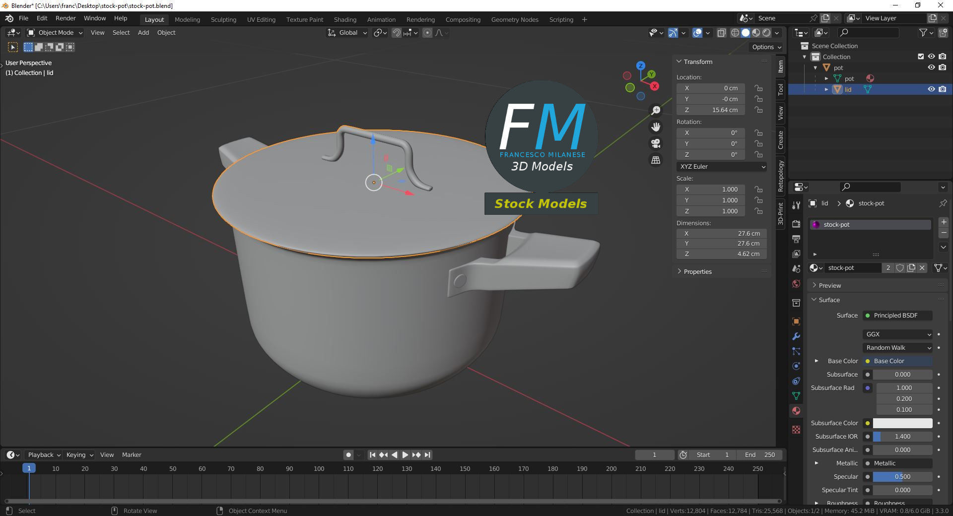 Stock pot 3D model_9