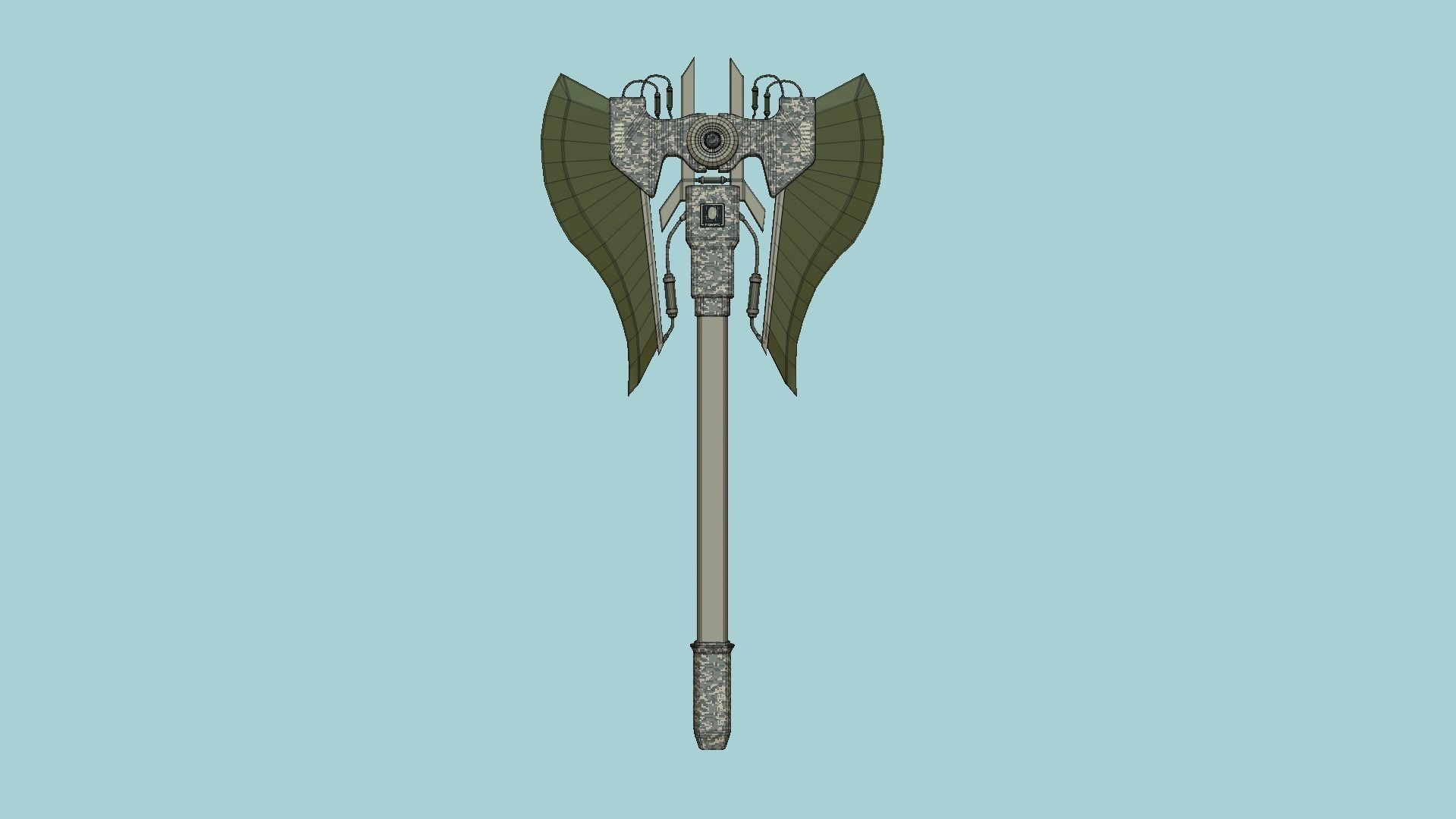 SciFi War Axe B10 Digital Camo - Sci Fi Weapon Design Low-poly 3D model_6