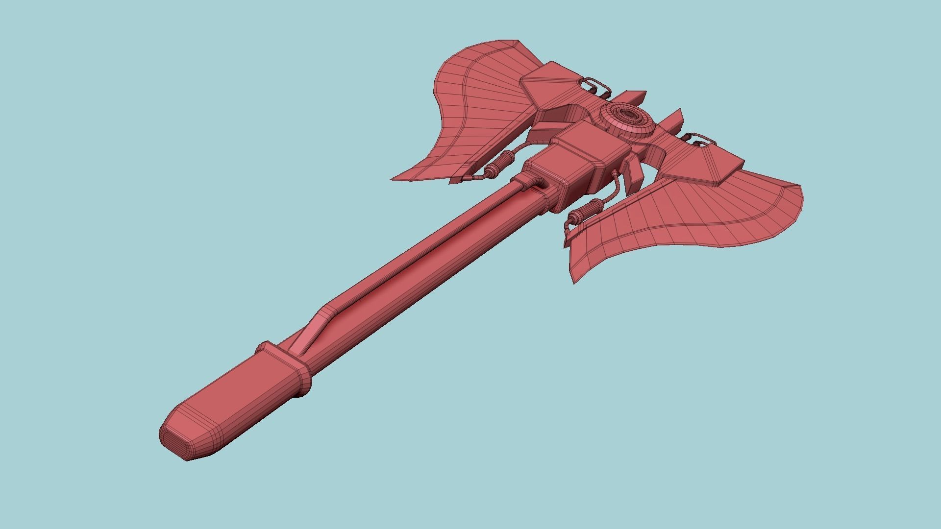 SciFi War Axe B10 Digital Camo - Sci Fi Weapon Design Low-poly 3D model_16