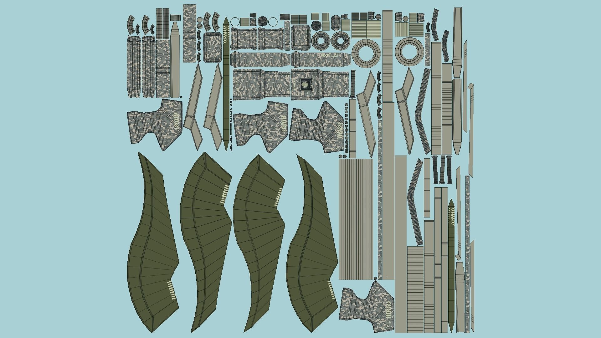 SciFi War Axe B10 Digital Camo - Sci Fi Weapon Design Low-poly 3D model_5