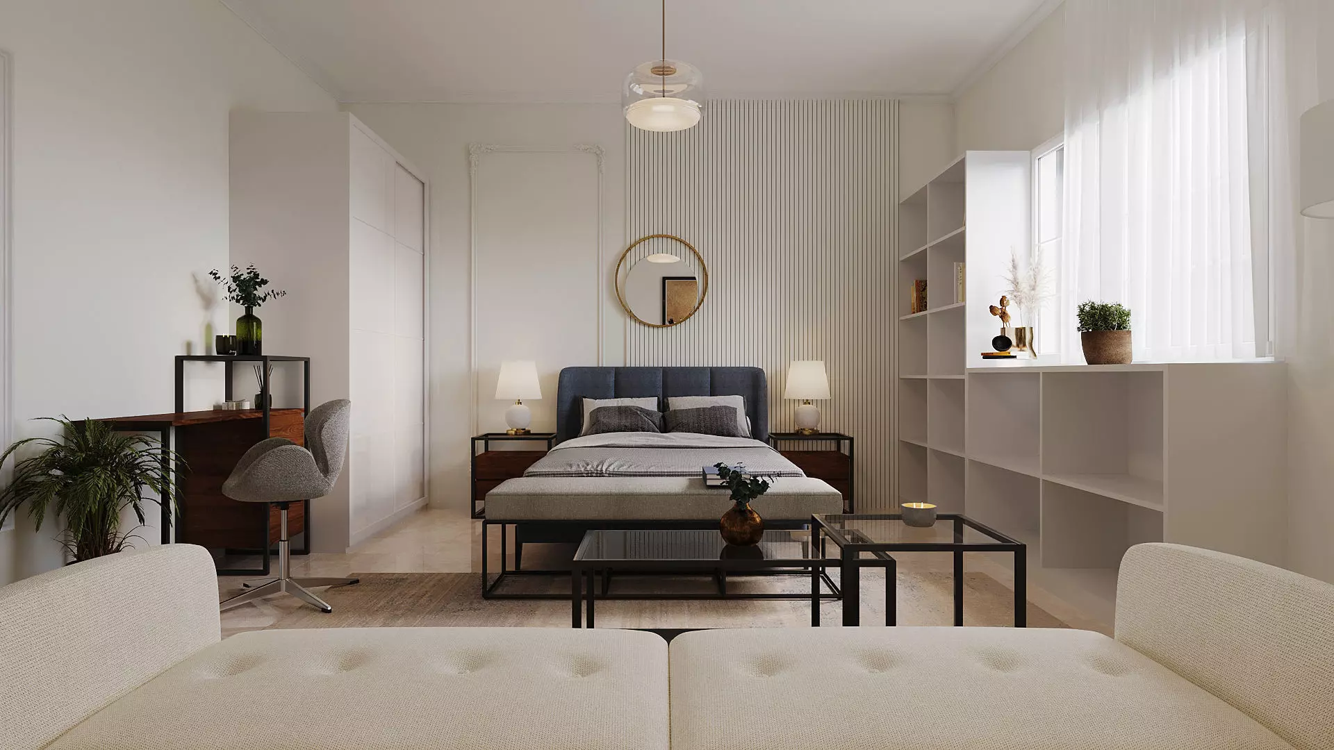 Hotel and Master Bedroom Low-poly 3D model_0