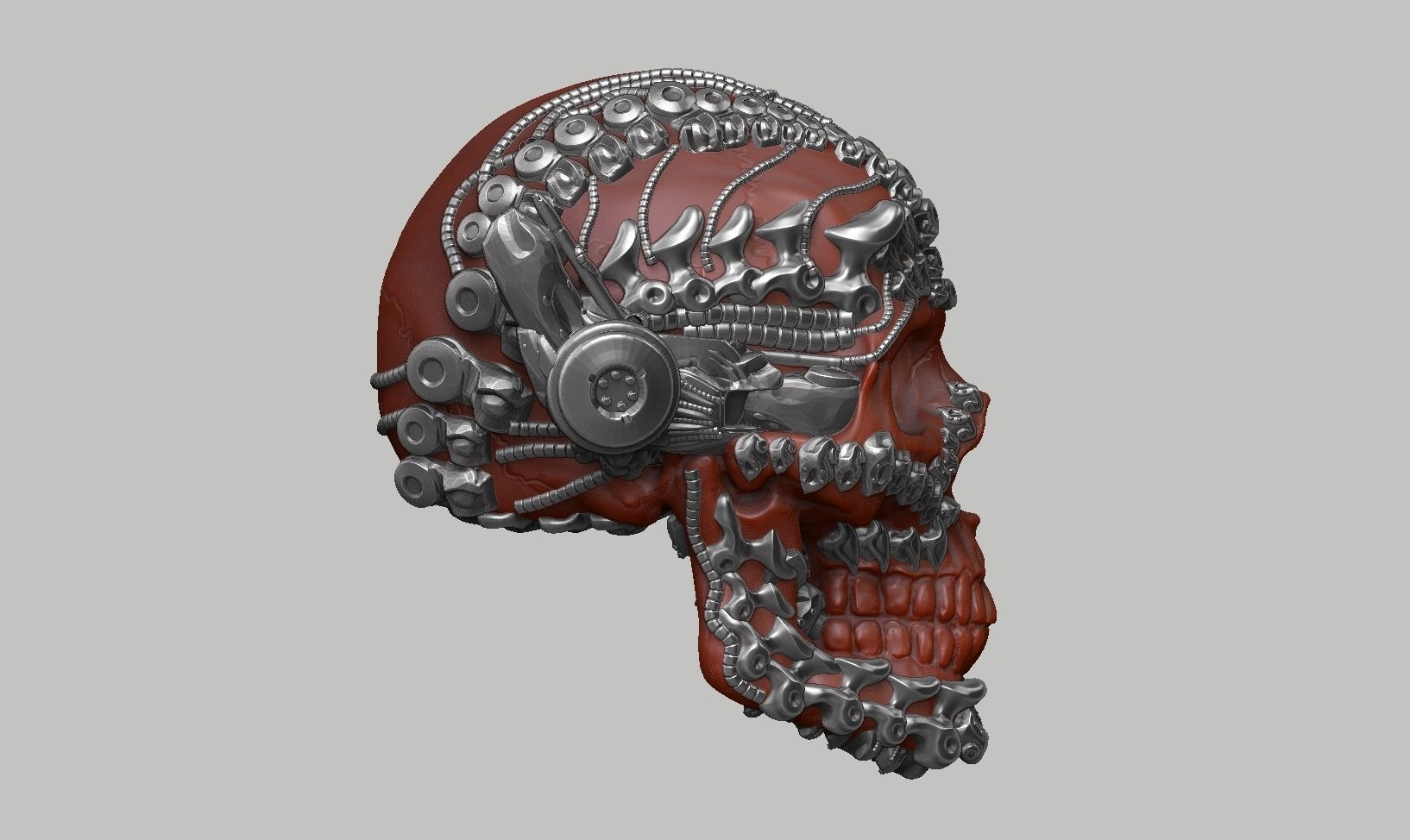 skull robot head a33 3D print model_4