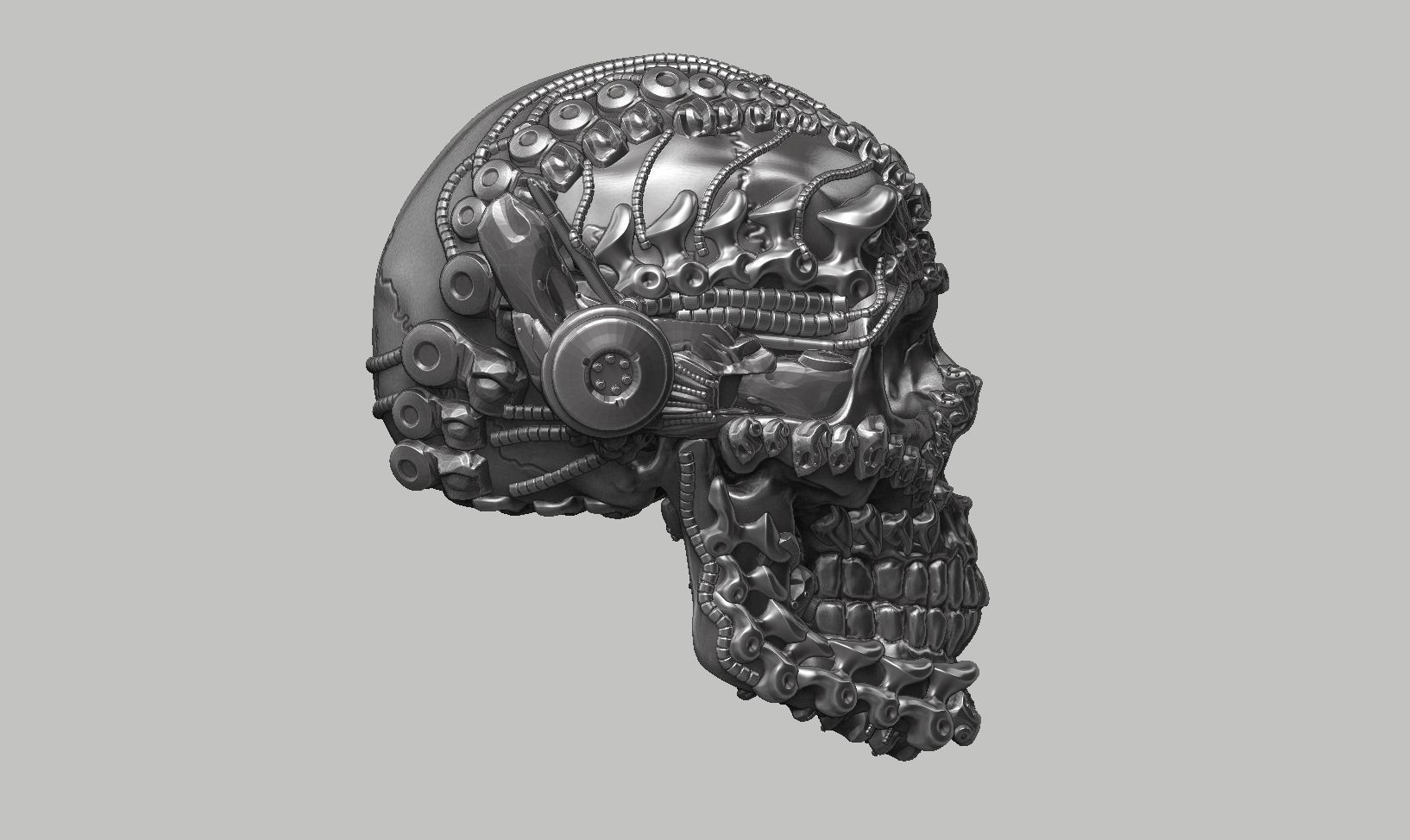 skull robot head a33 3D print model_14
