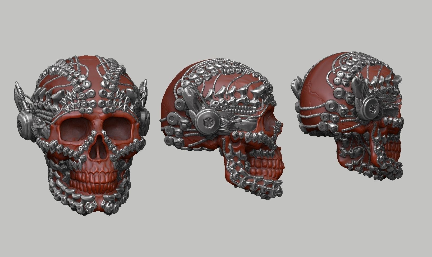 skull robot head a33 3D print model_1