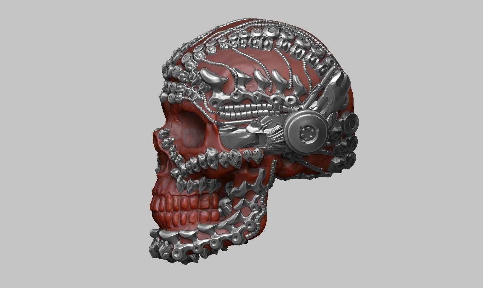 skull robot head a33 3D print model_9