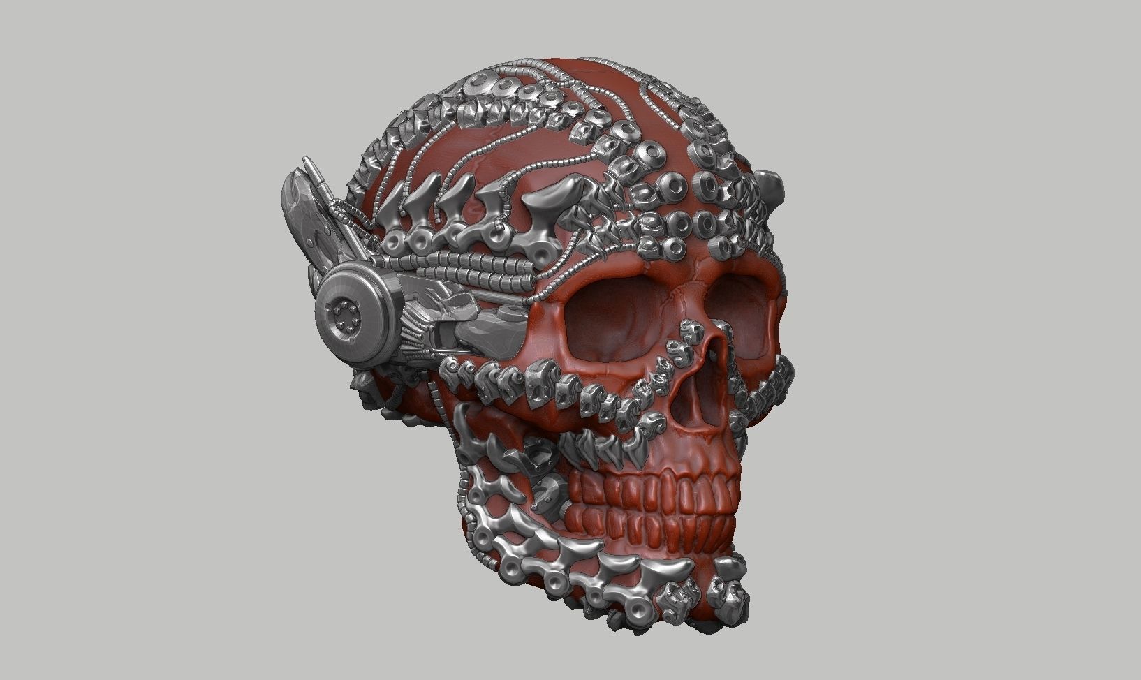 skull robot head a33 3D print model_2