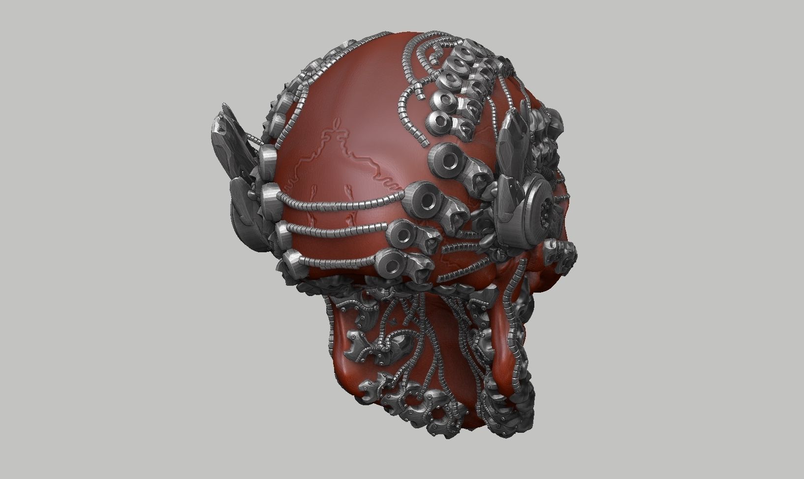 skull robot head a33 3D print model_6