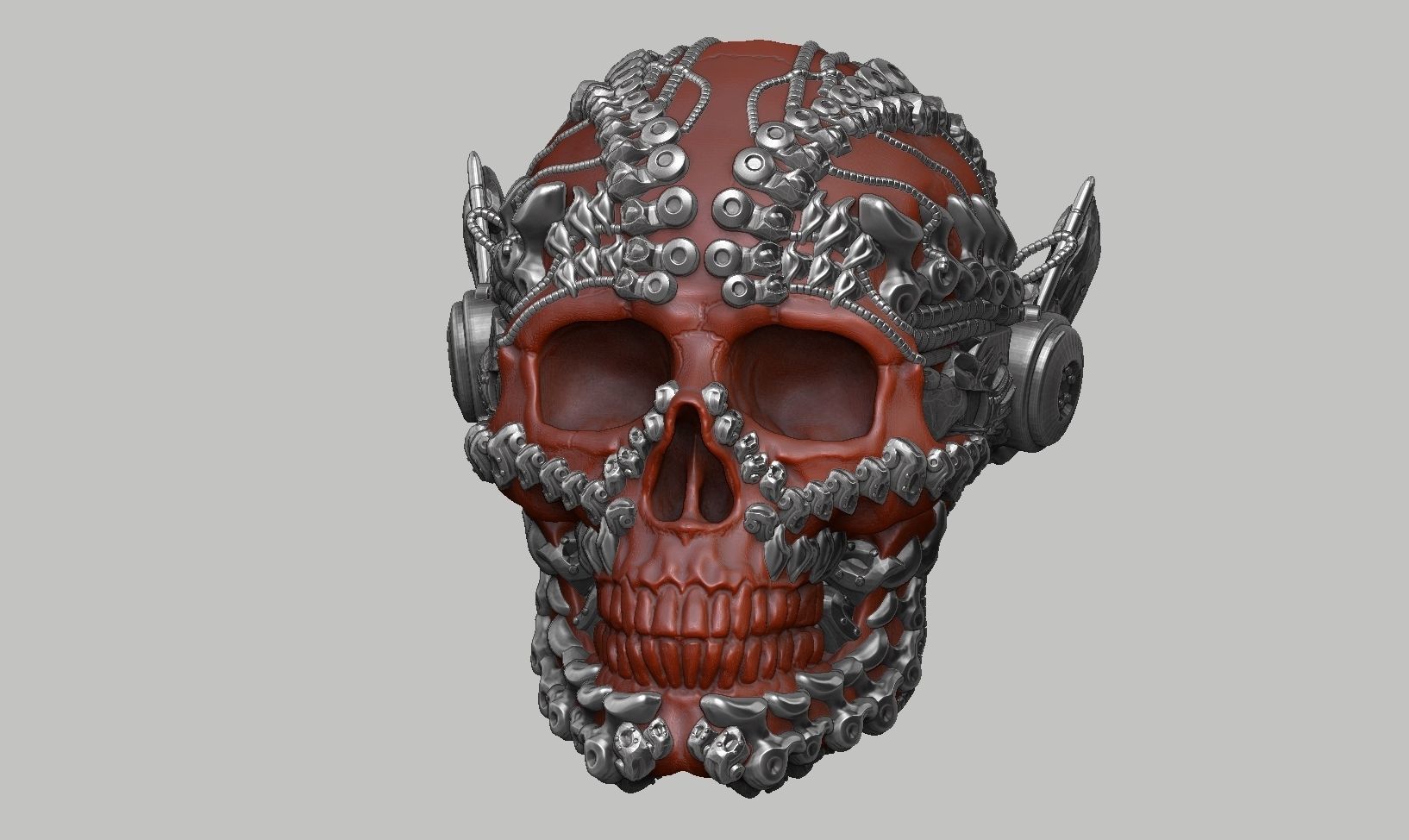skull robot head a33 3D print model_11