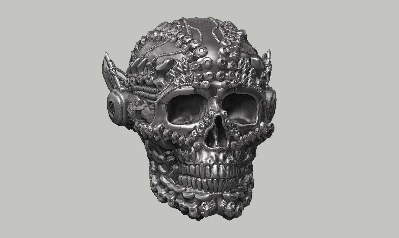 skull robot head a33 3D print model_13
