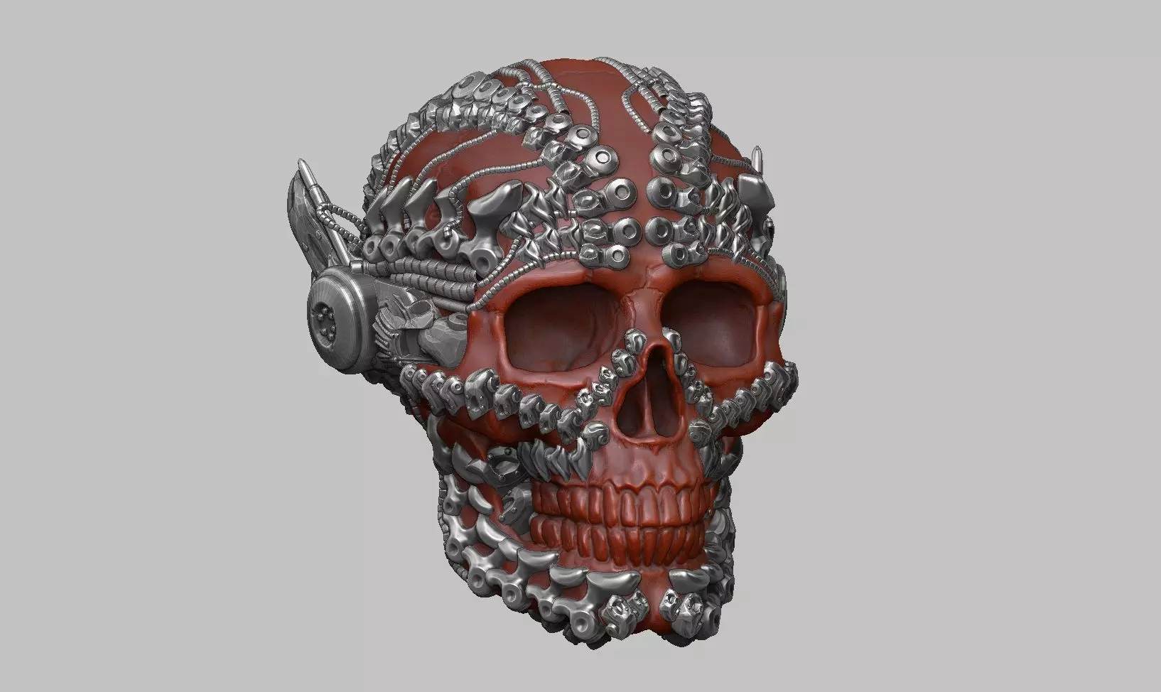 skull robot head a33 3D print model_0