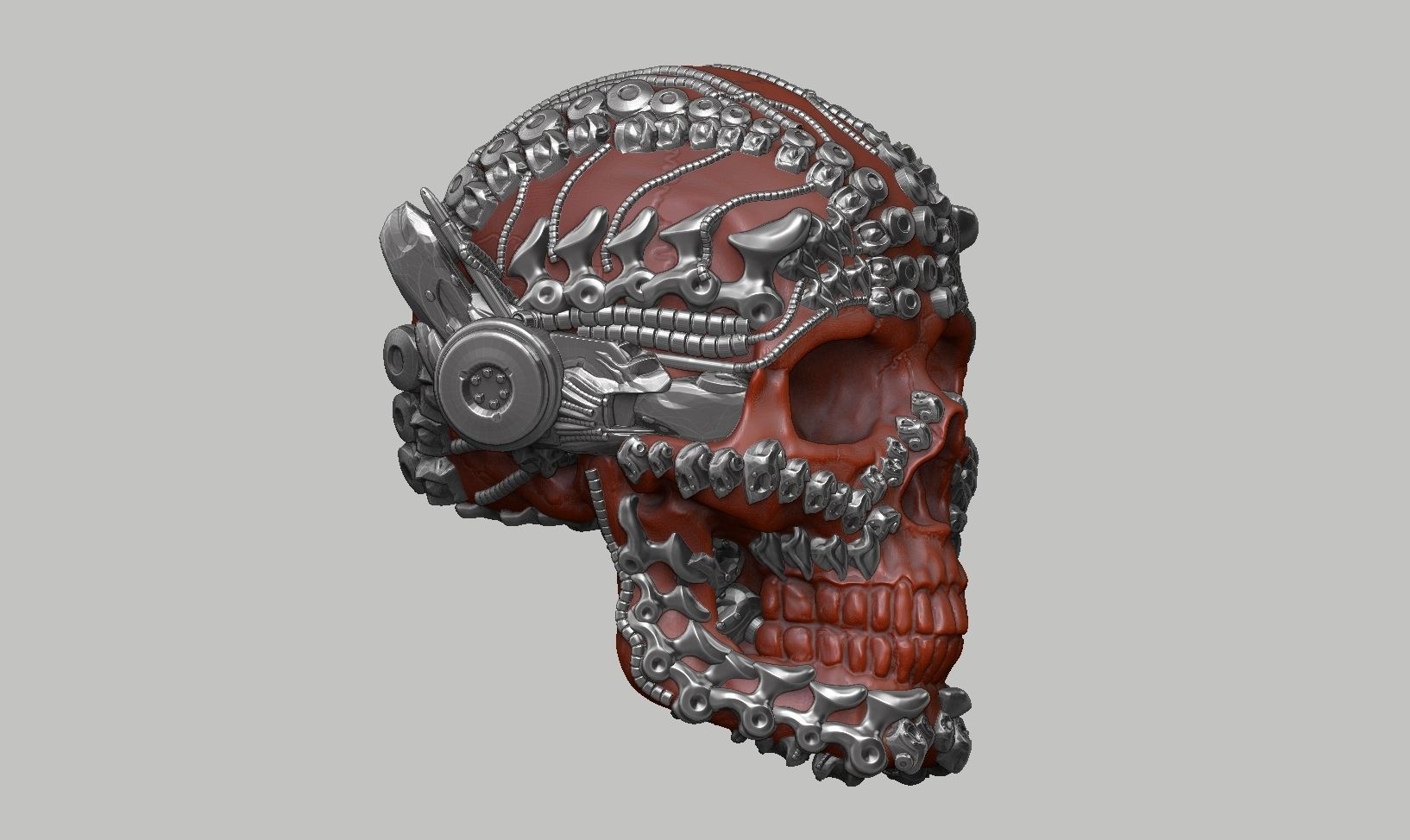 skull robot head a33 3D print model_3