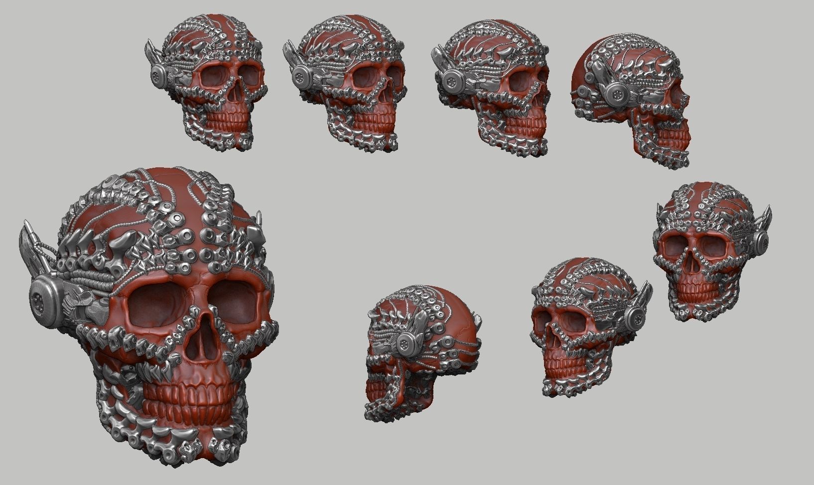 skull robot head a33 3D print model_12