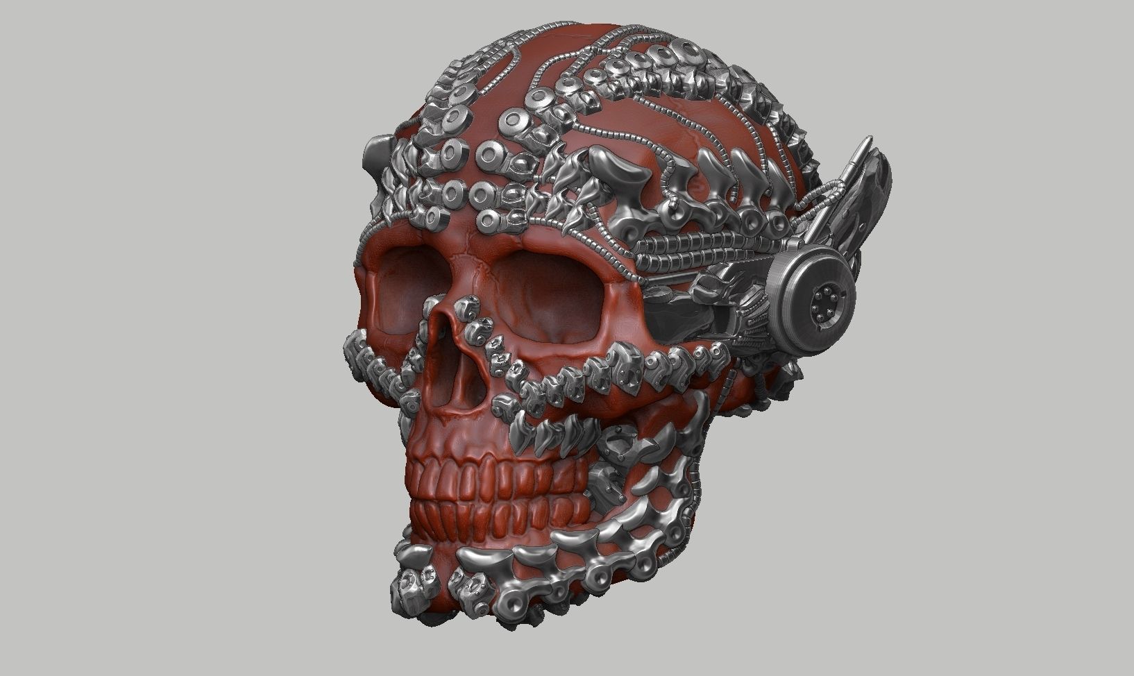 skull robot head a33 3D print model_10